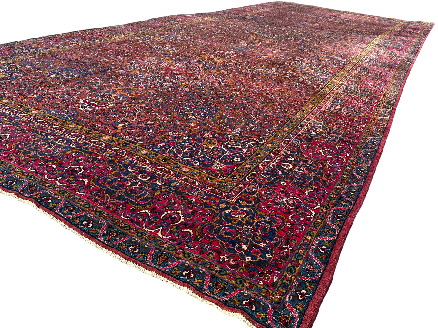 Antiker Handgeknüpft Palast Teppich Keschan 762x311 cm