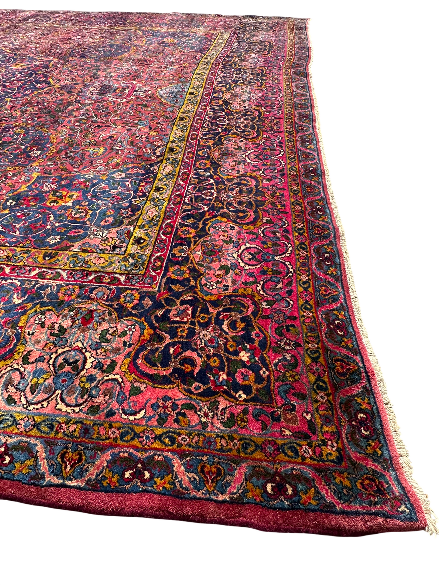 Antiker Handgeknüpft Palast Teppich Keschan 762x311 cm