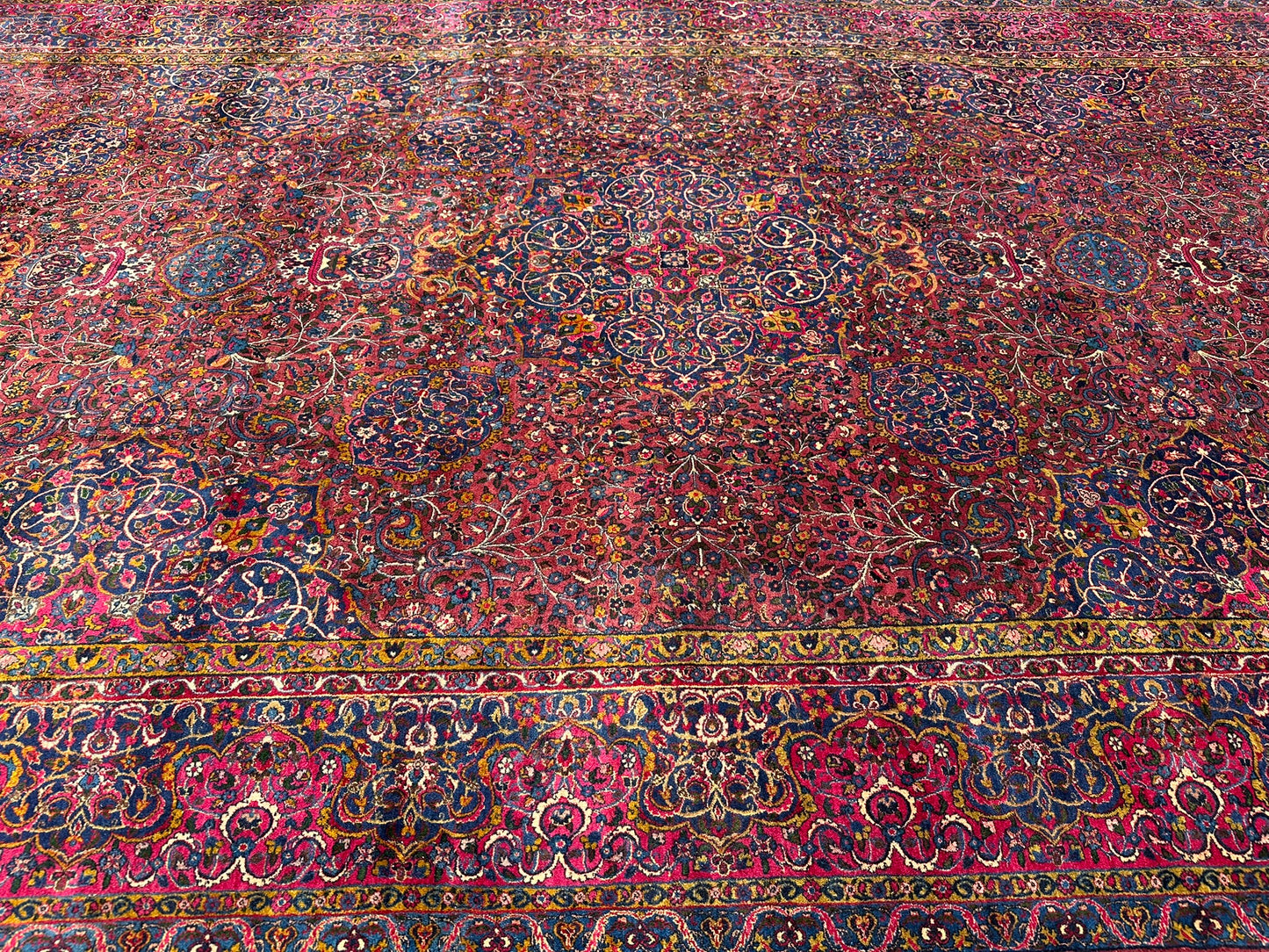 Antiker Handgeknüpft Palast Teppich Keschan 762x311 cm