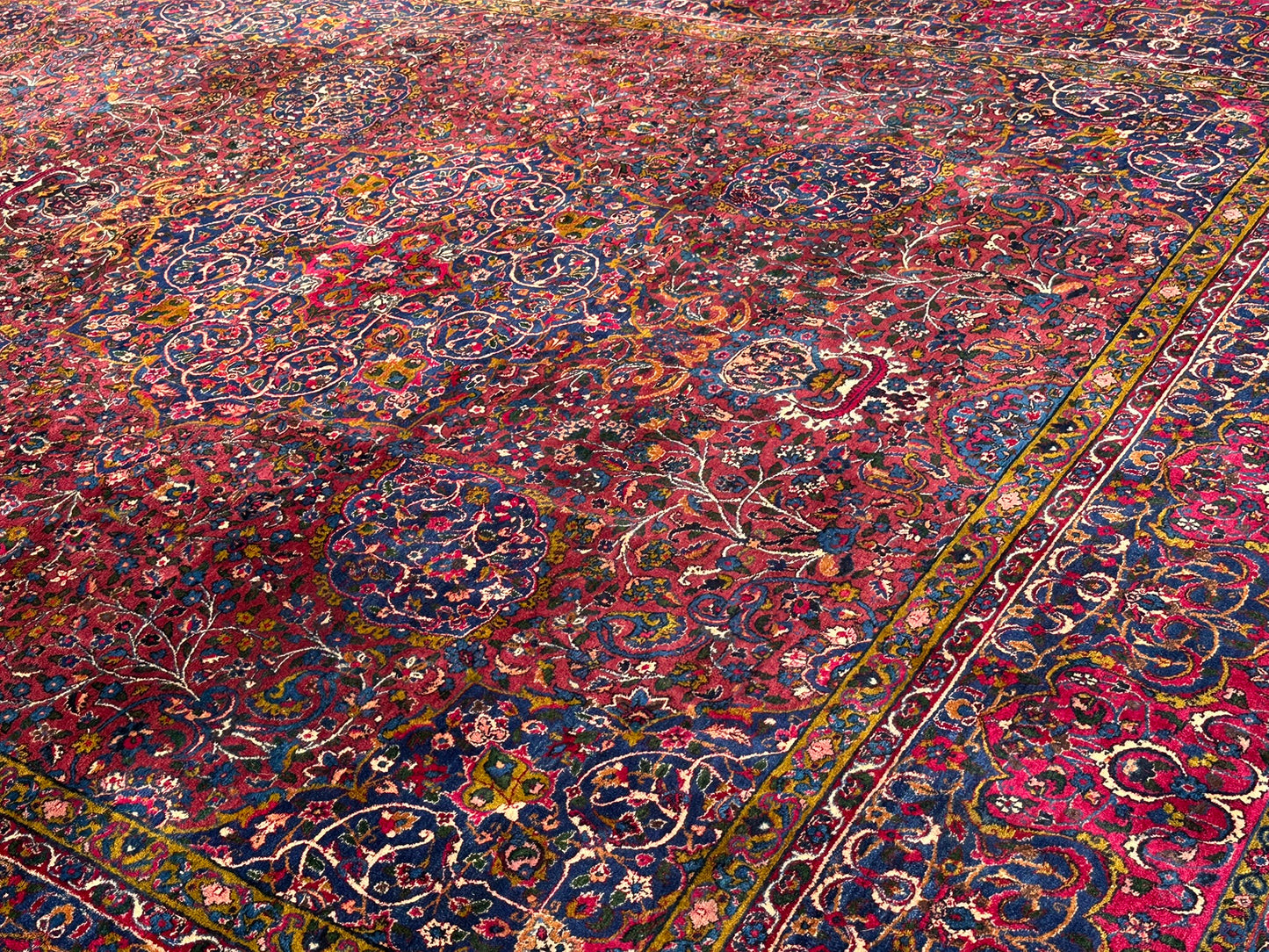 Antiker Handgeknüpft Palast Teppich Keschan 762x311 cm