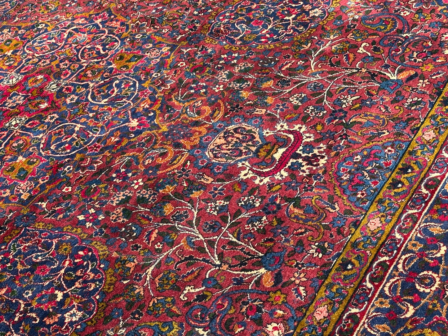 Antiker Handgeknüpft Palast Teppich Keschan 762x311 cm
