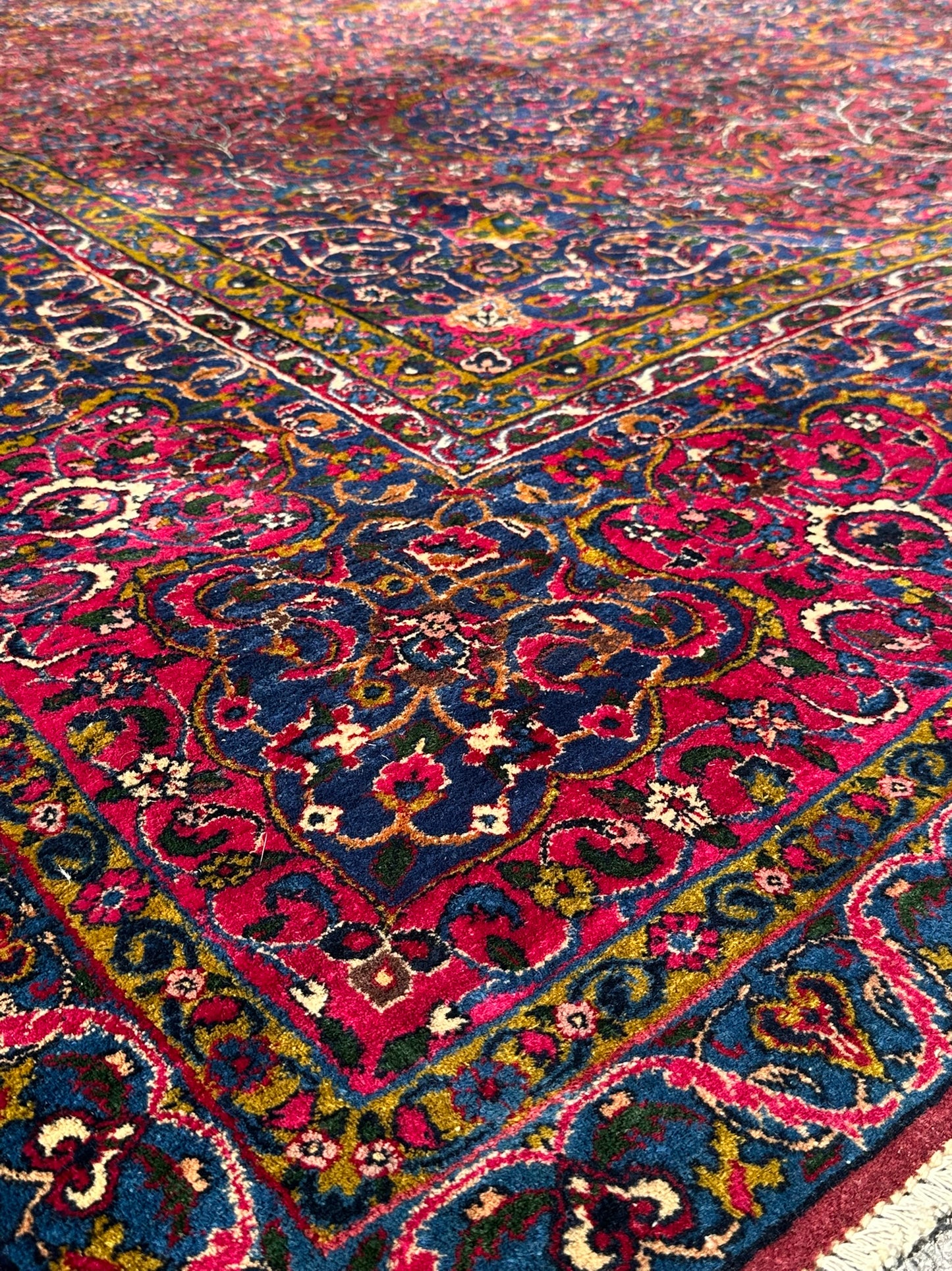 Antiker Handgeknüpft Palast Teppich Keschan 762x311 cm