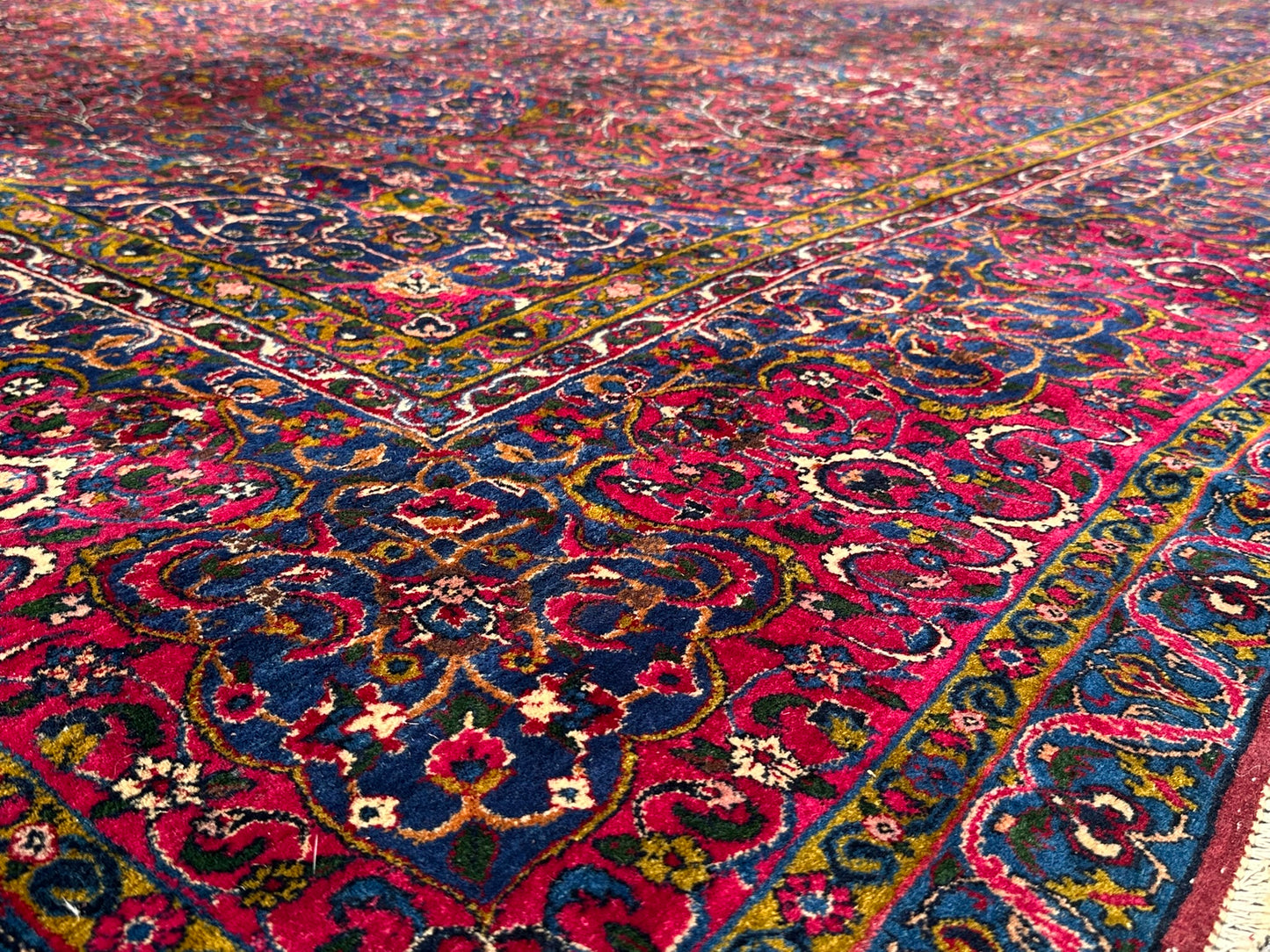 Antiker Handgeknüpft Palast Teppich Keschan 762x311 cm