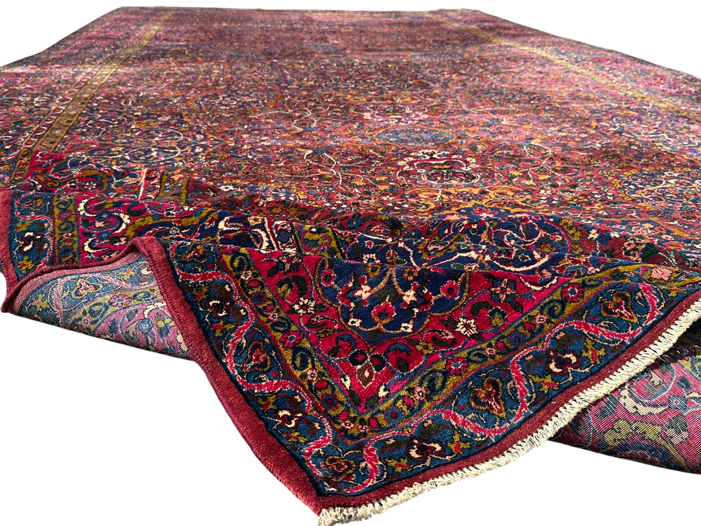 Antiker Handgeknüpft Palast Teppich Keschan 762x311 cm