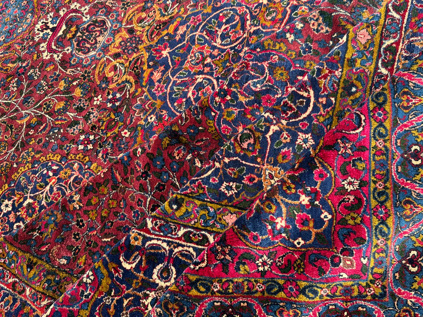 Antiker Handgeknüpft Palast Teppich Keschan 762x311 cm