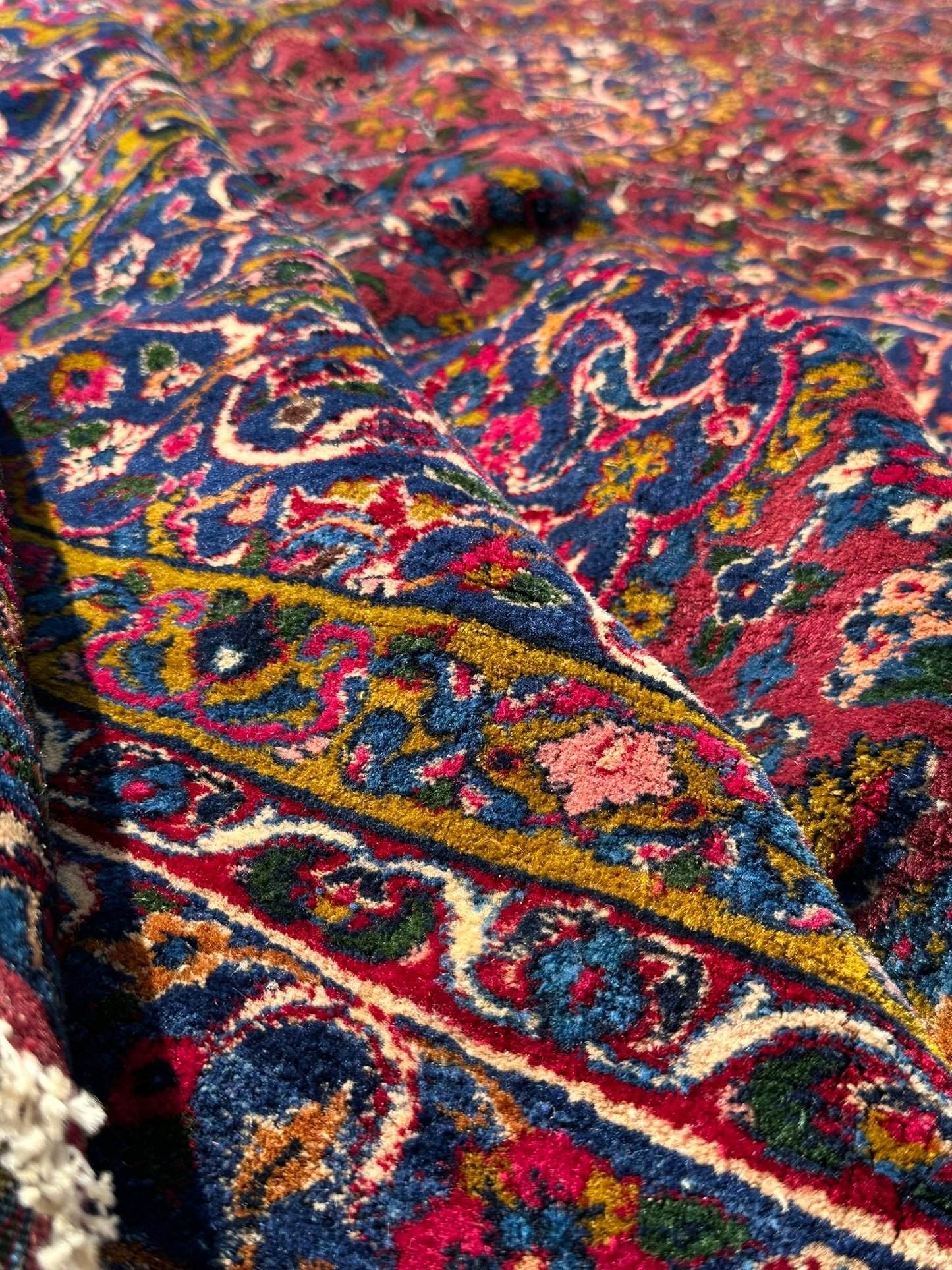 Antiker Handgeknüpft Palast Teppich Keschan 762x311 cm