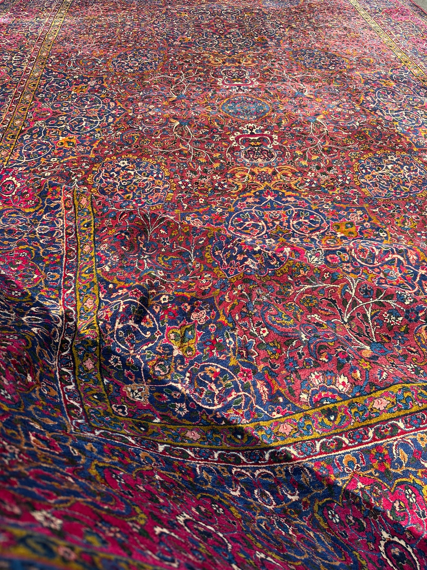 Antiker Handgeknüpft Palast Teppich Keschan 762x311 cm