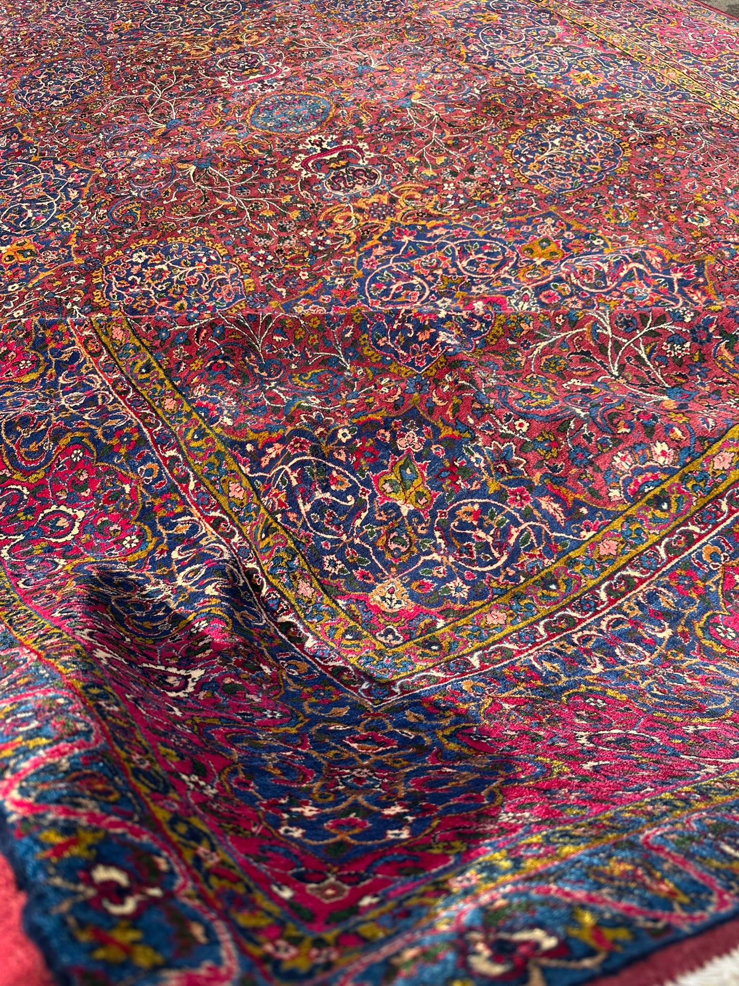 Antiker Handgeknüpft Palast Teppich Keschan 762x311 cm
