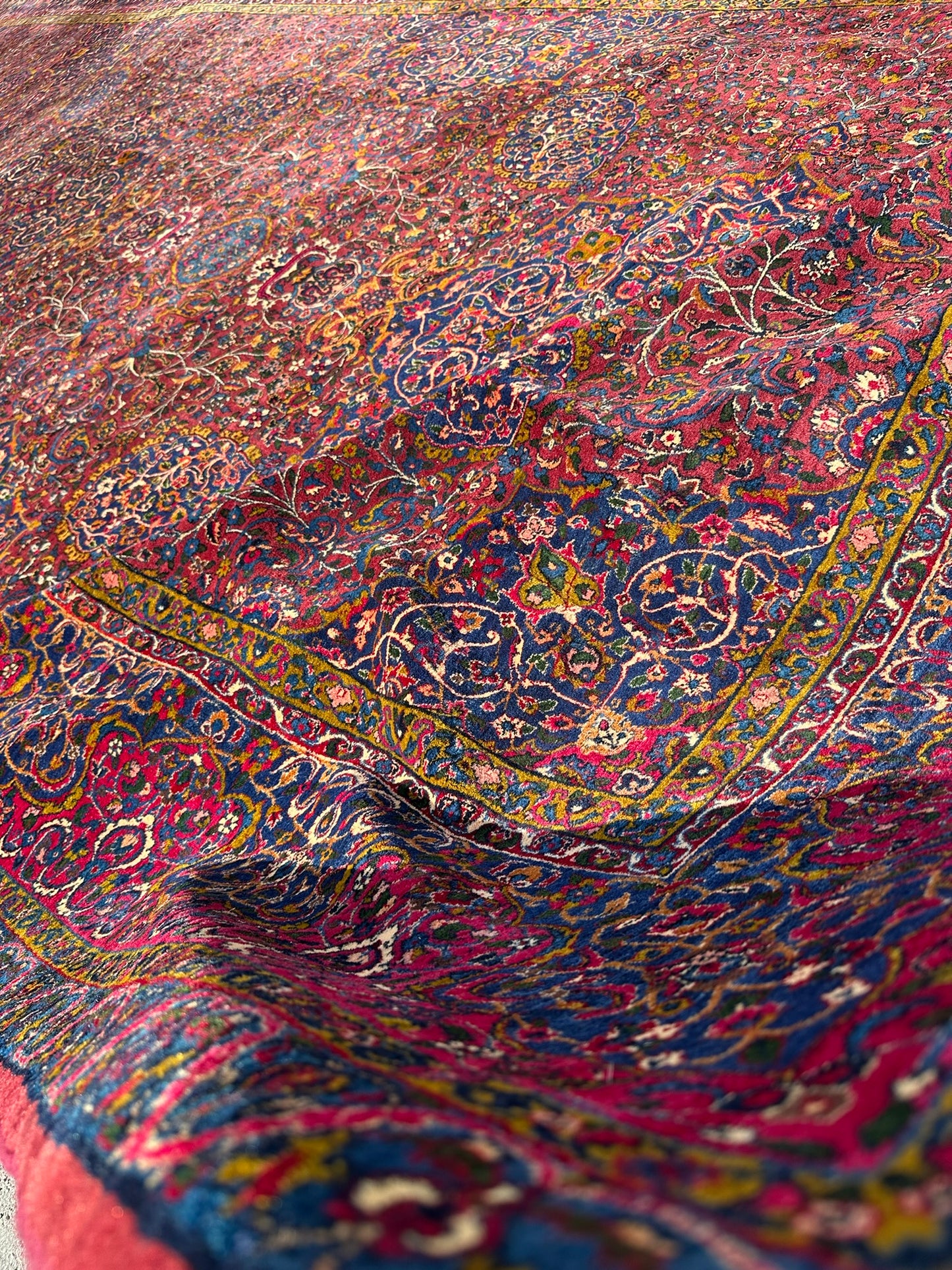Antiker Handgeknüpft Palast Teppich Keschan 762x311 cm