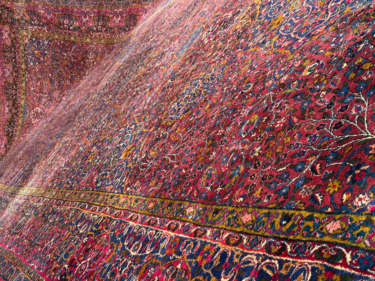 Antiker Handgeknüpft Palast Teppich Keschan 762x311 cm