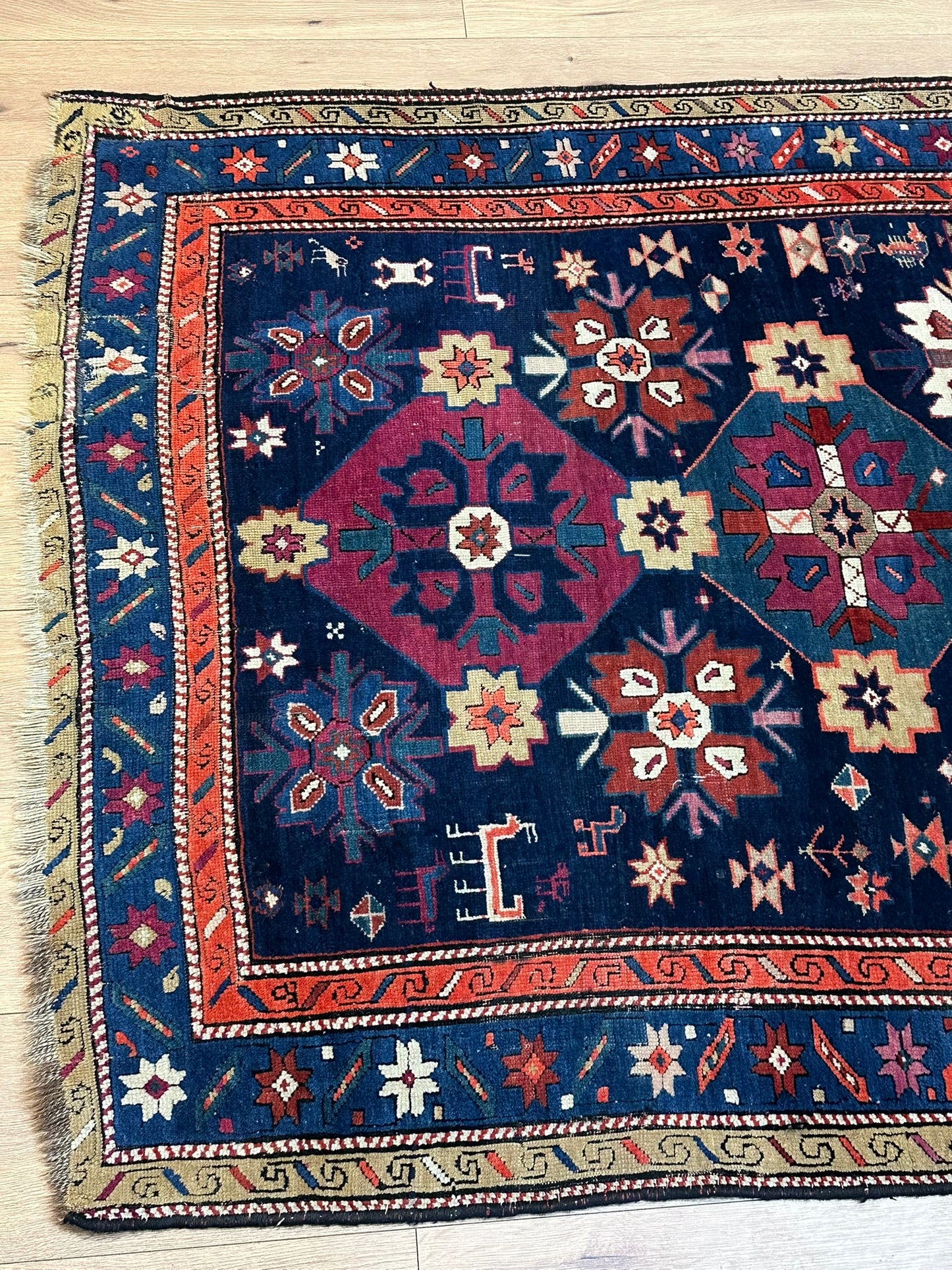 Orientteppich handgeknüpft Kazak Antik 256x124 cm