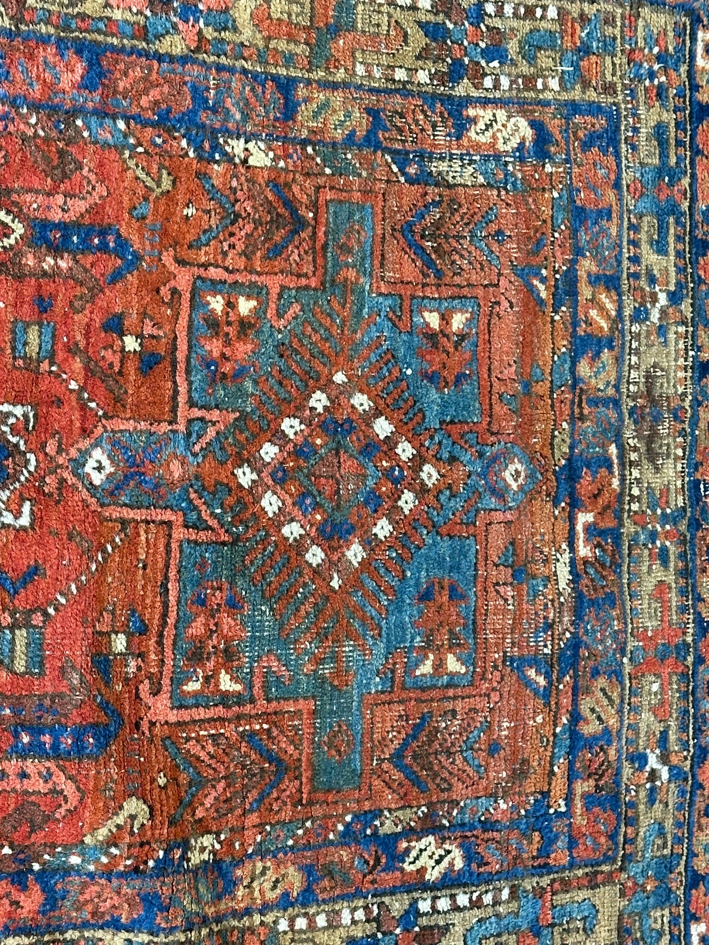 Antiker Orientteppich handgeknüpft  Heriz Läufer naturfarben 250x90 cm