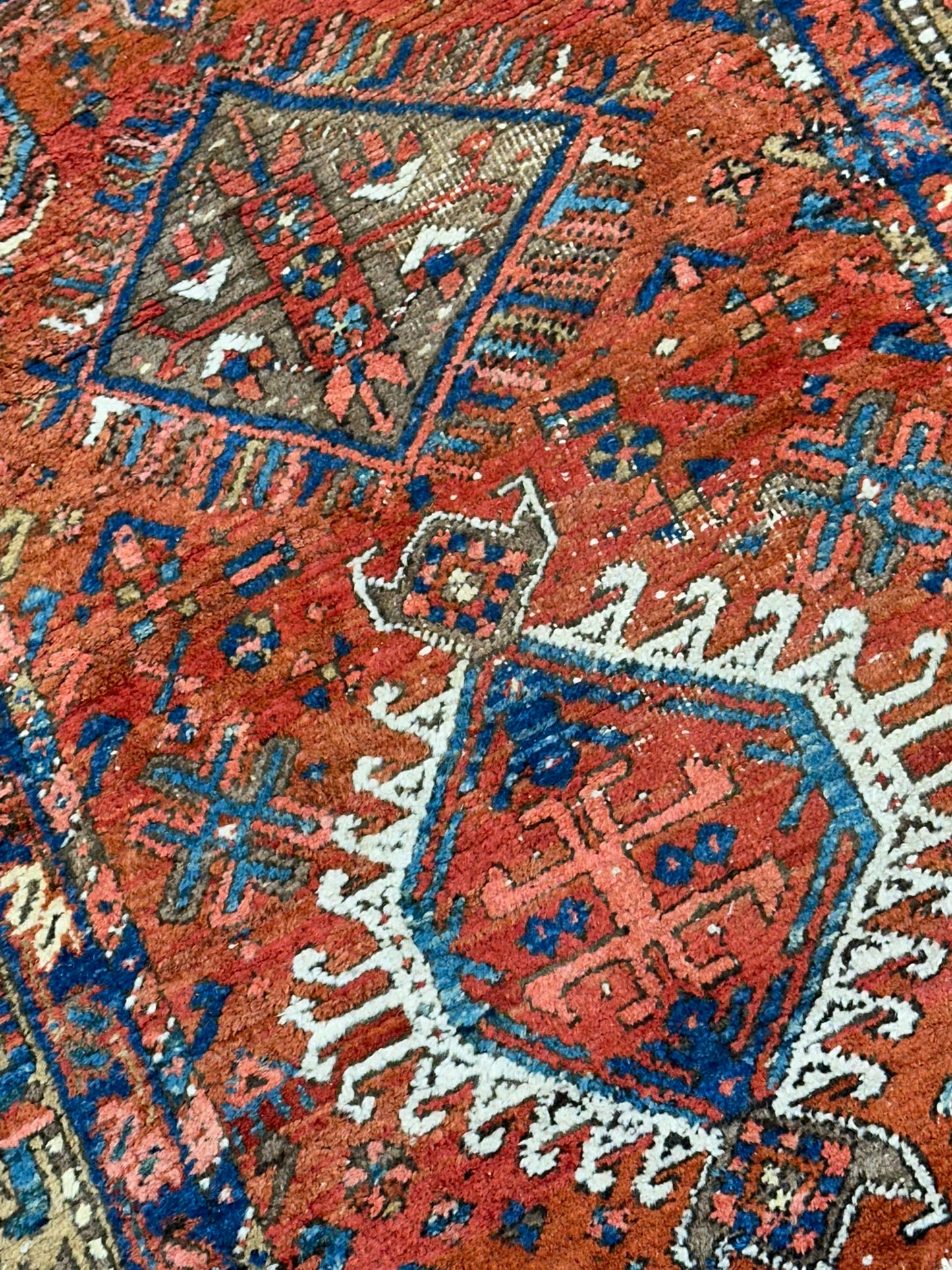 Antiker Orientteppich handgeknüpft  Heriz Läufer naturfarben 250x90 cm