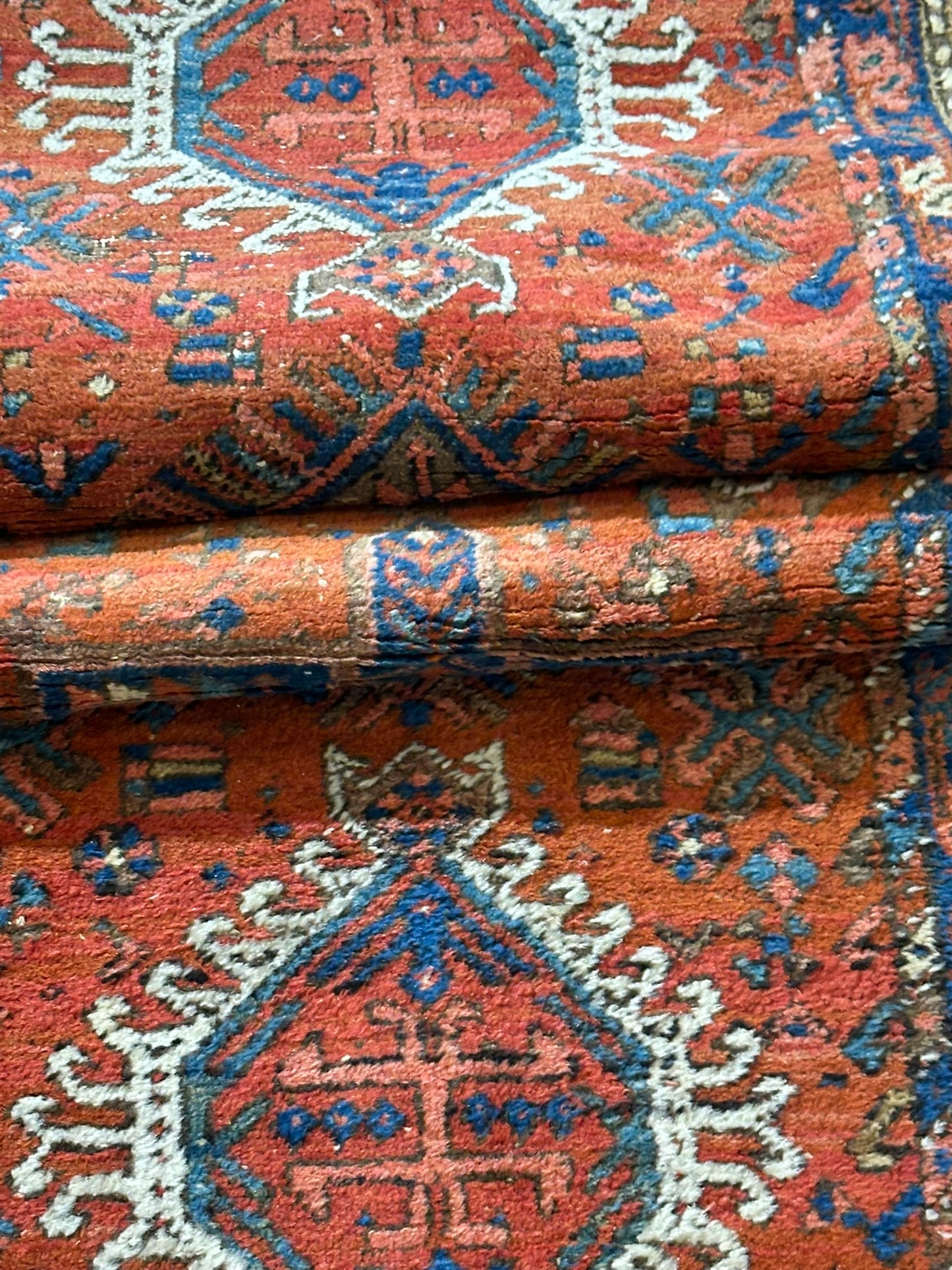 Antiker Orientteppich handgeknüpft  Heriz Läufer naturfarben 250x90 cm