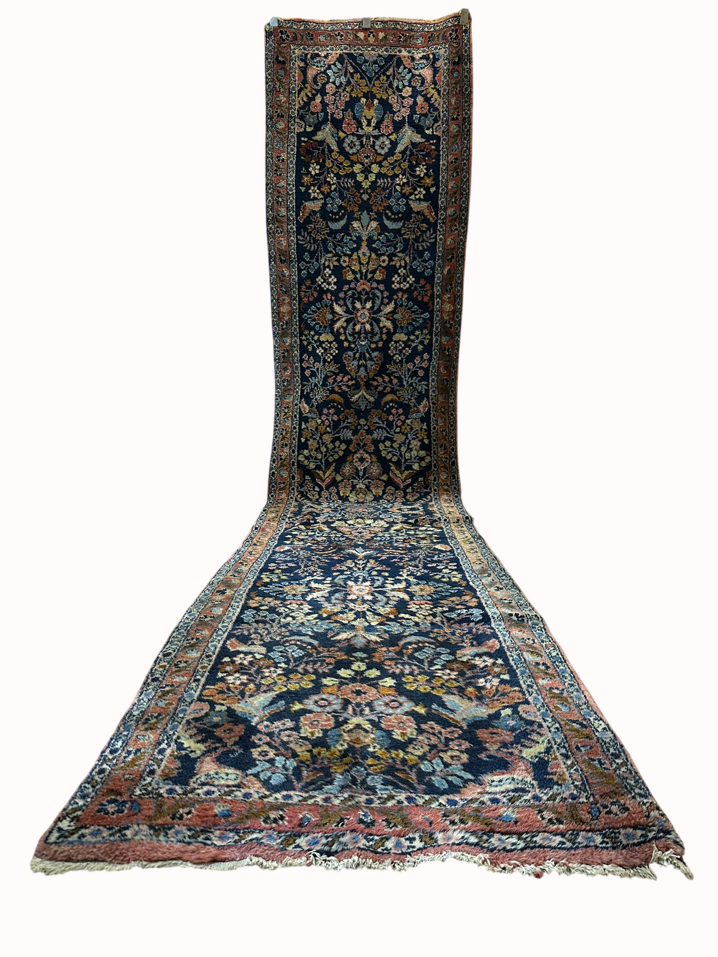 Orientteppich handgeknüpft 403x84 cm antik Malayer Stil