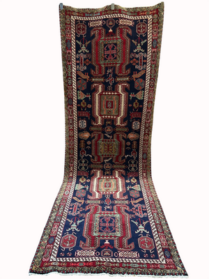 Orientteppich handgeknüpft 312x110 cm Meschgin Naturfarben