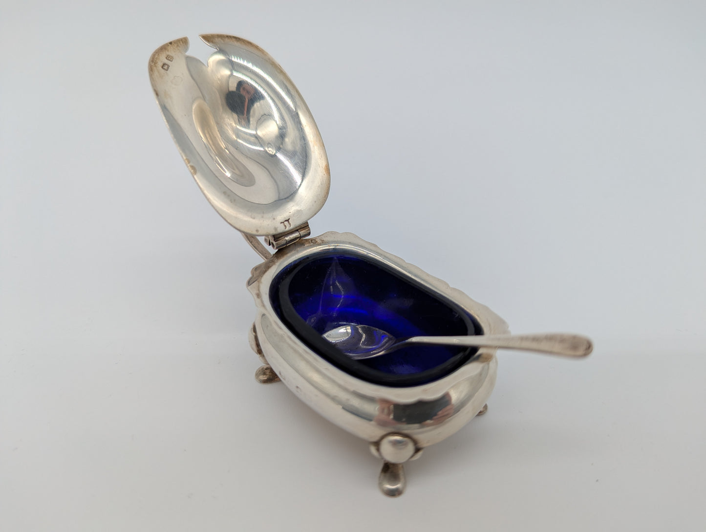 Dreiteiliges Sterling Silber 925er Condiment Set Salz Pfeffer