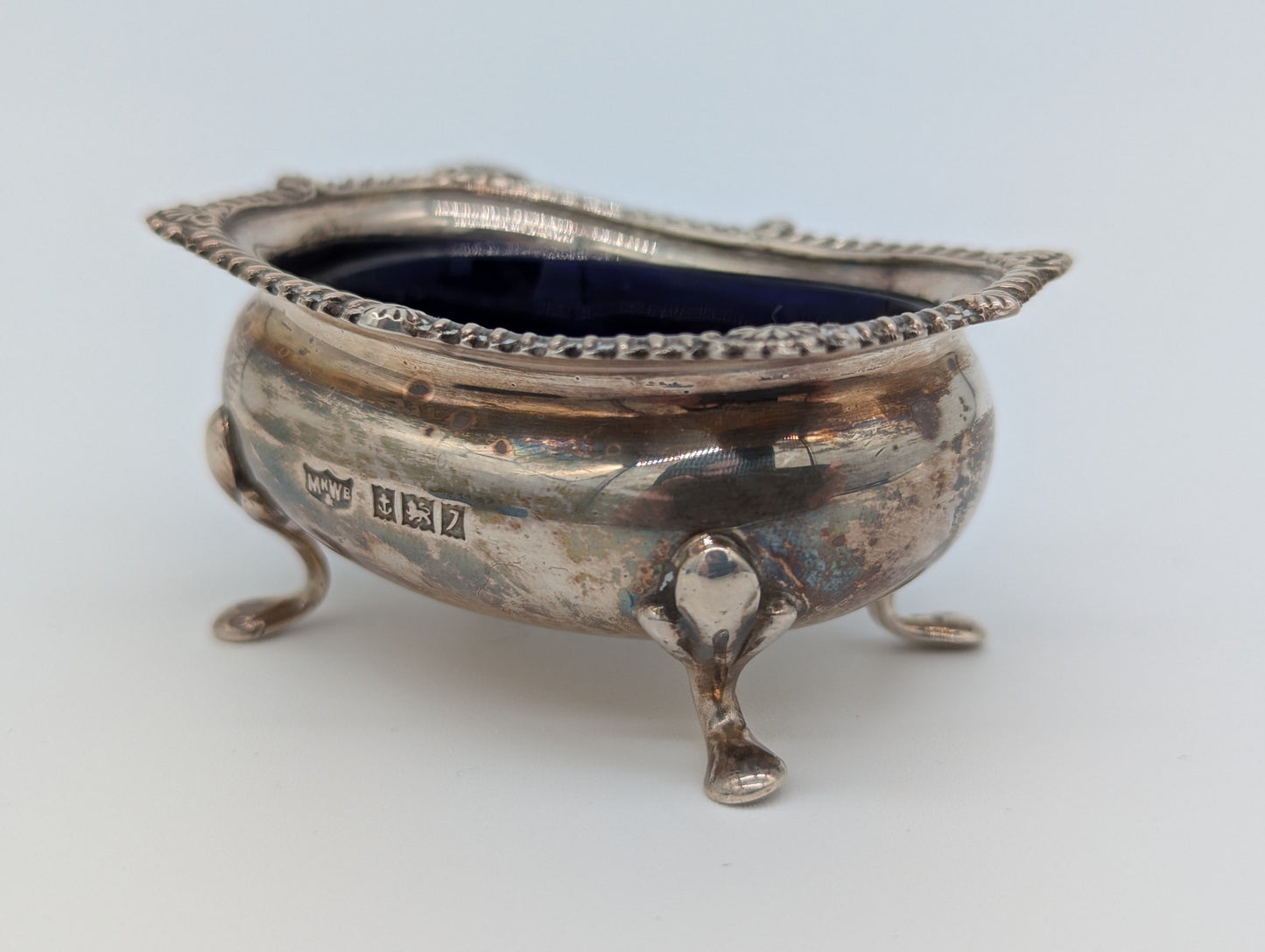 Dreiteiliges Sterling Silber 925er Condiment Set Salz Pfeffer