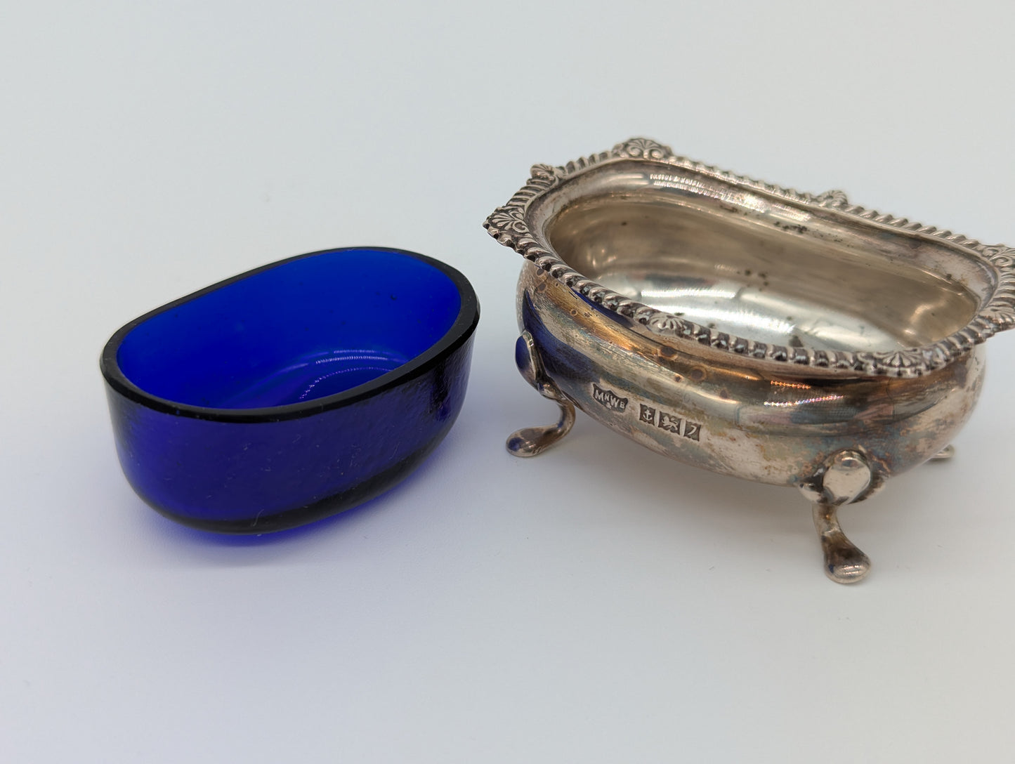 Dreiteiliges Sterling Silber 925er Condiment Set Salz Pfeffer
