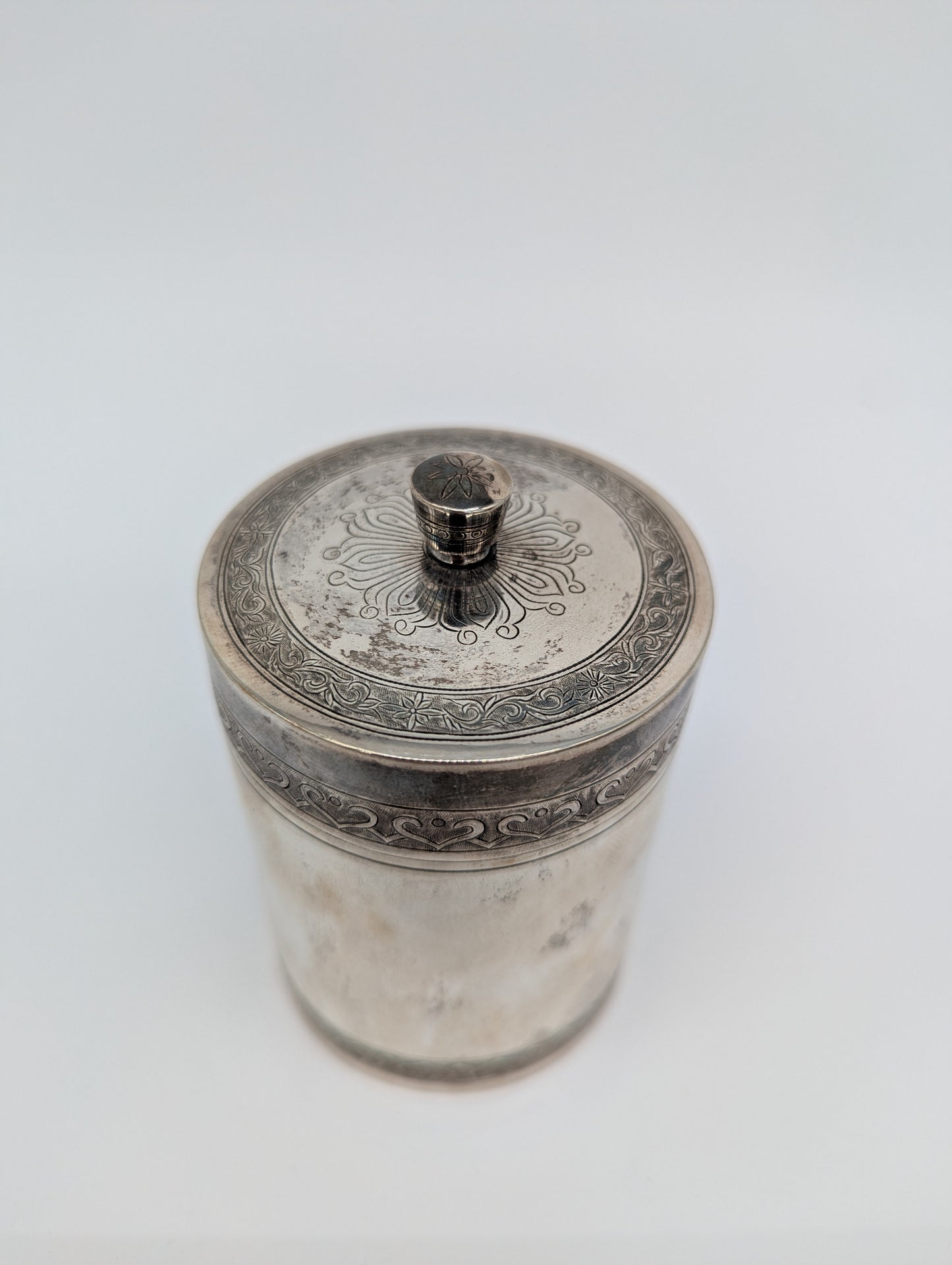 830er Silber Teedose Vorratsdose graviert verziert Dose Box