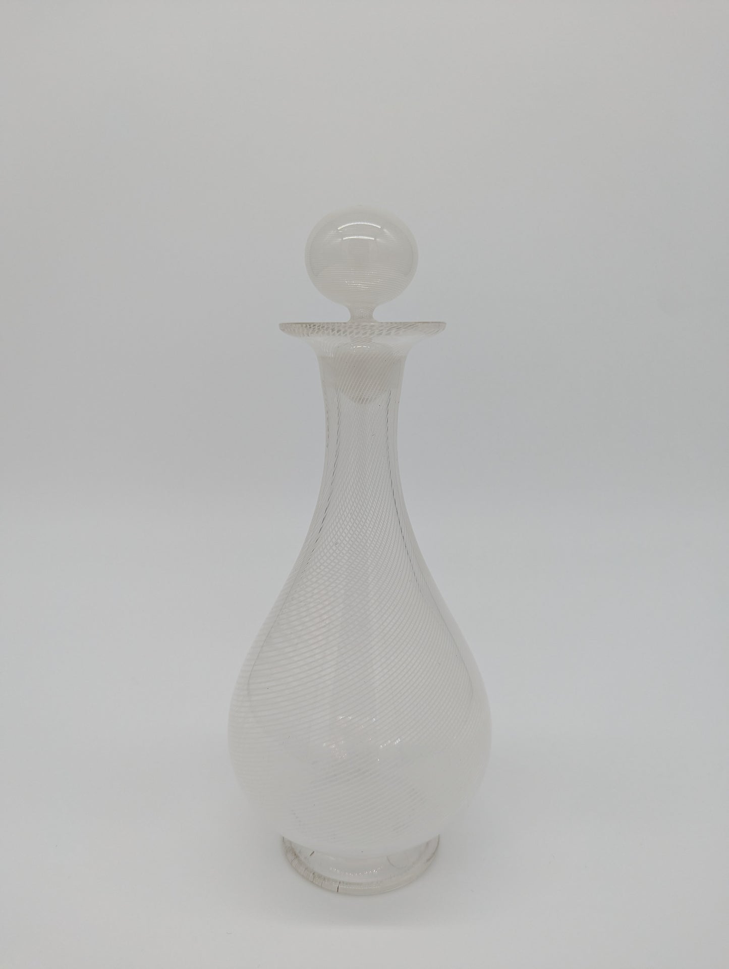 Murano Stil Karaffe Glasvase mit Stöpsel und filigranem Muster Vintage