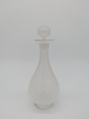 Murano Stil Karaffe Glasvase mit Stöpsel und filigranem Muster Vintage