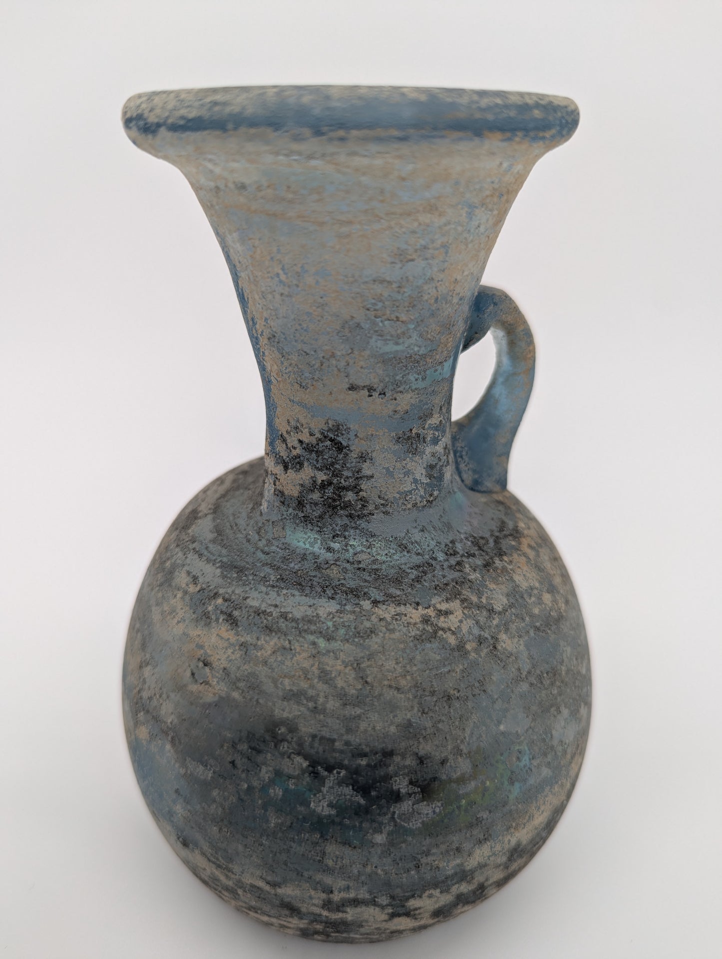 Glasvase aus Altglas mit Ölschimmer Irisglas Handarbeit Dekoration Antik