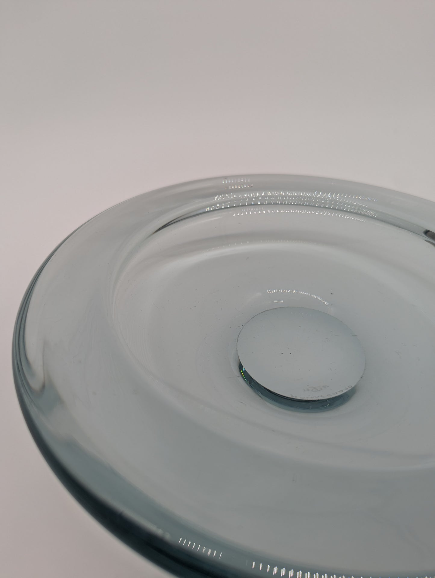 Holmegaard Glasteller Kristallglas aus Dänemark Designer signiert 1961 Vintage