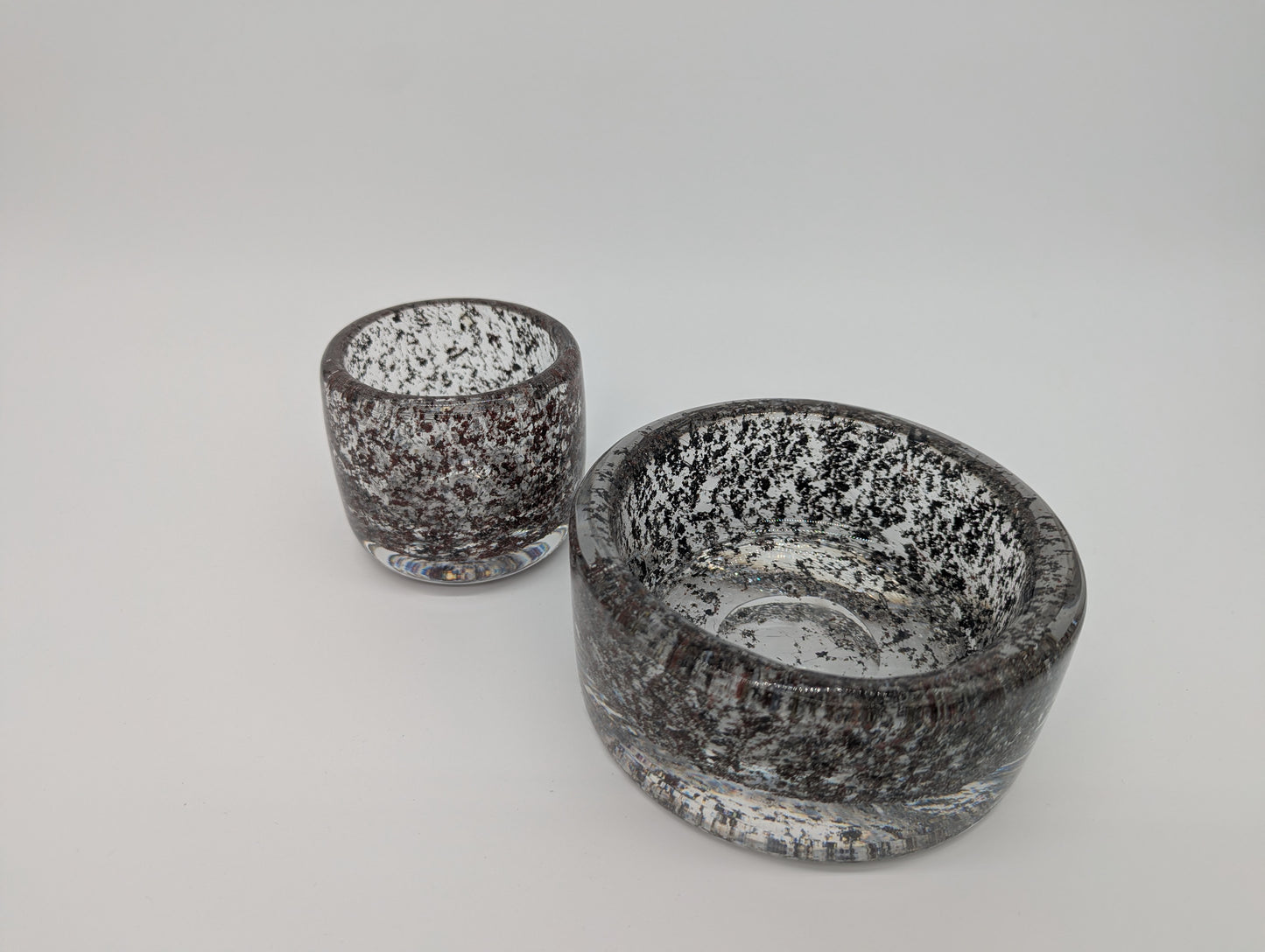 Glas Schalen Set 2-teilig Studioglas Design Vintage Dekoschale Handarbeit