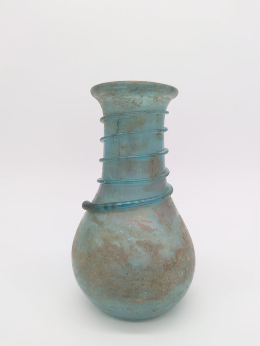 Antike Glasvase mit Ölschimmer im Römischen Stil Handarbeit Vintage Blumenvase