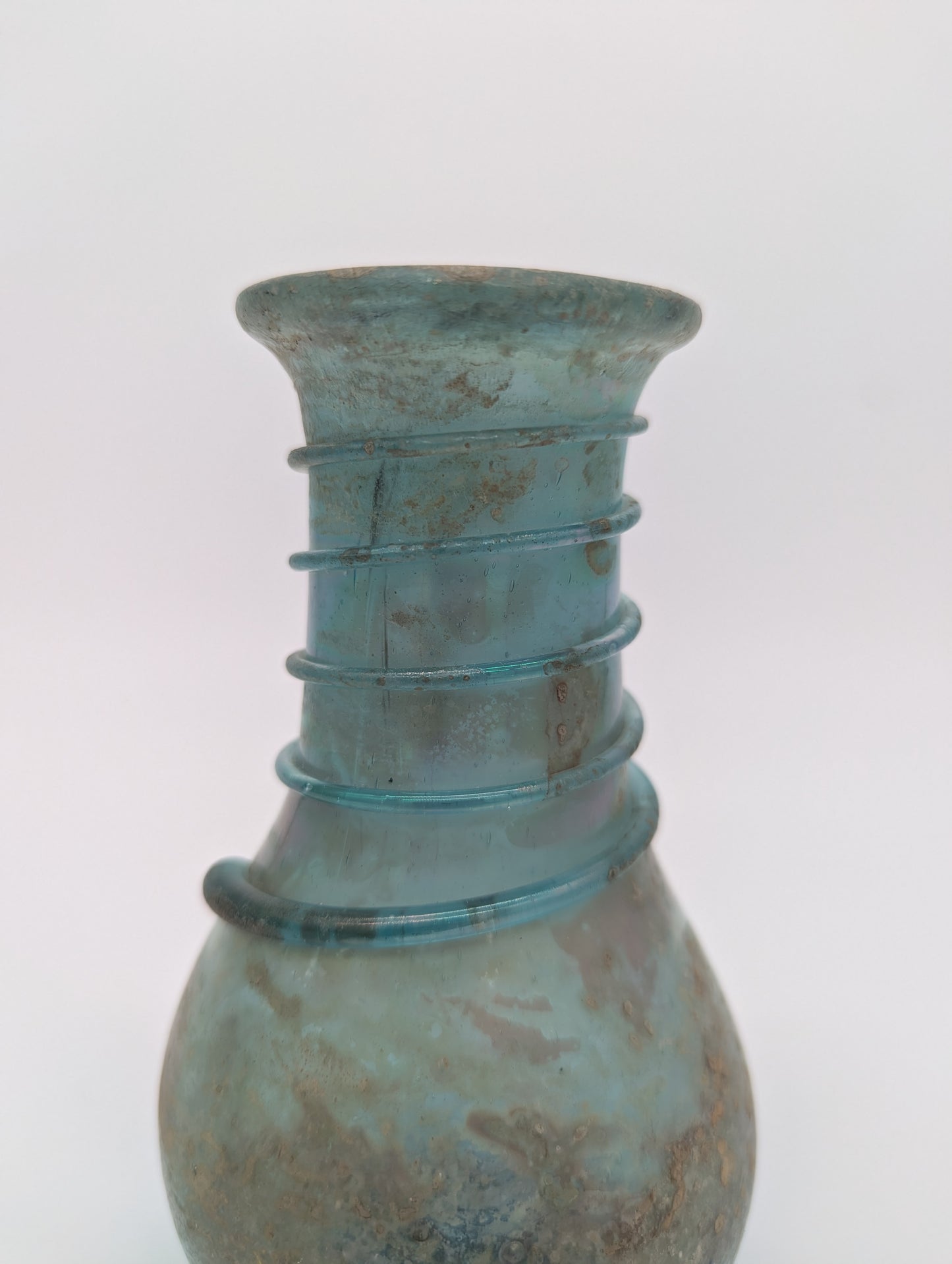 Antike Glasvase mit Ölschimmer im Römischen Stil Handarbeit Vintage Blumenvase