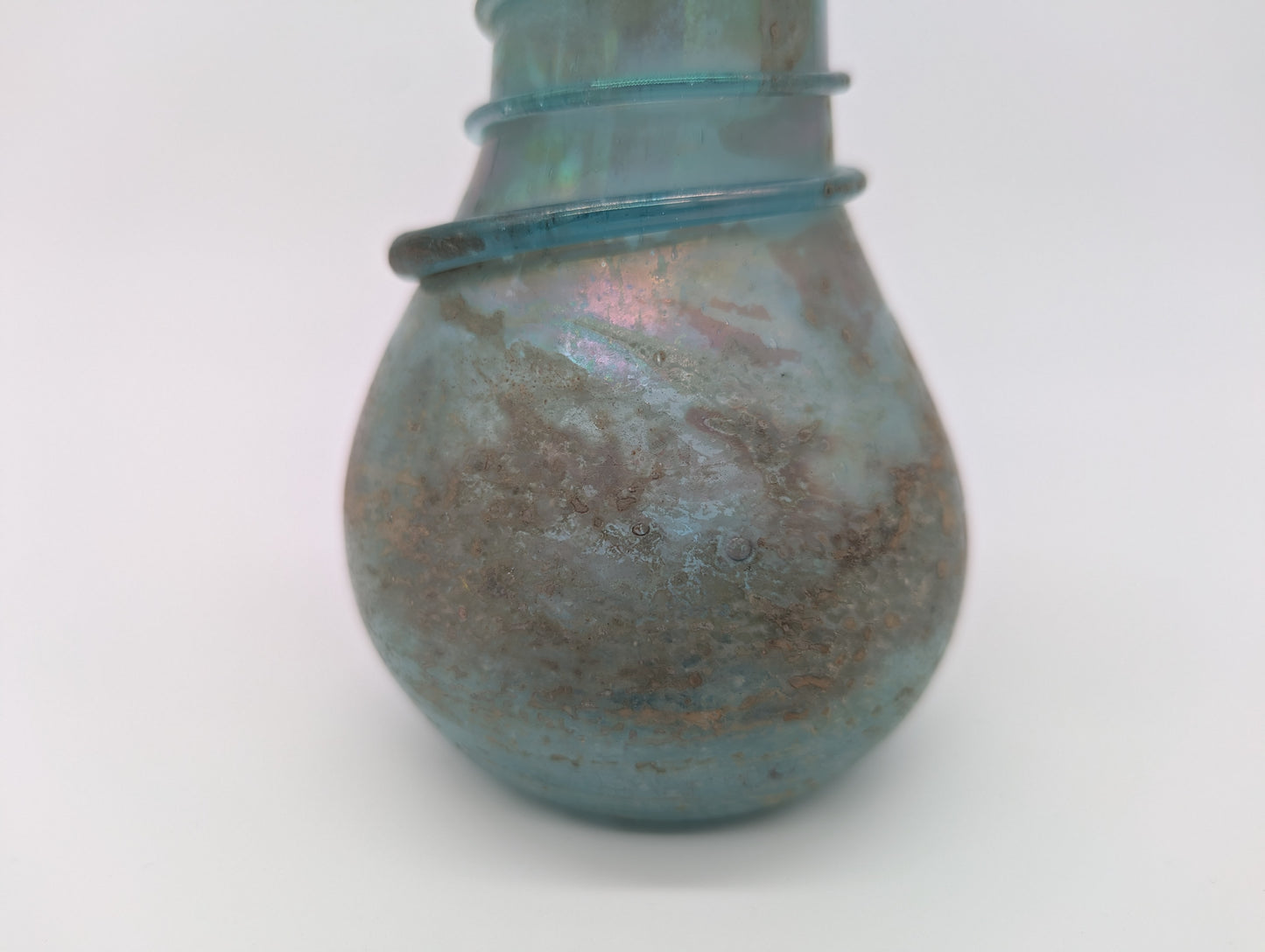 Antike Glasvase mit Ölschimmer im Römischen Stil Handarbeit Vintage Blumenvase