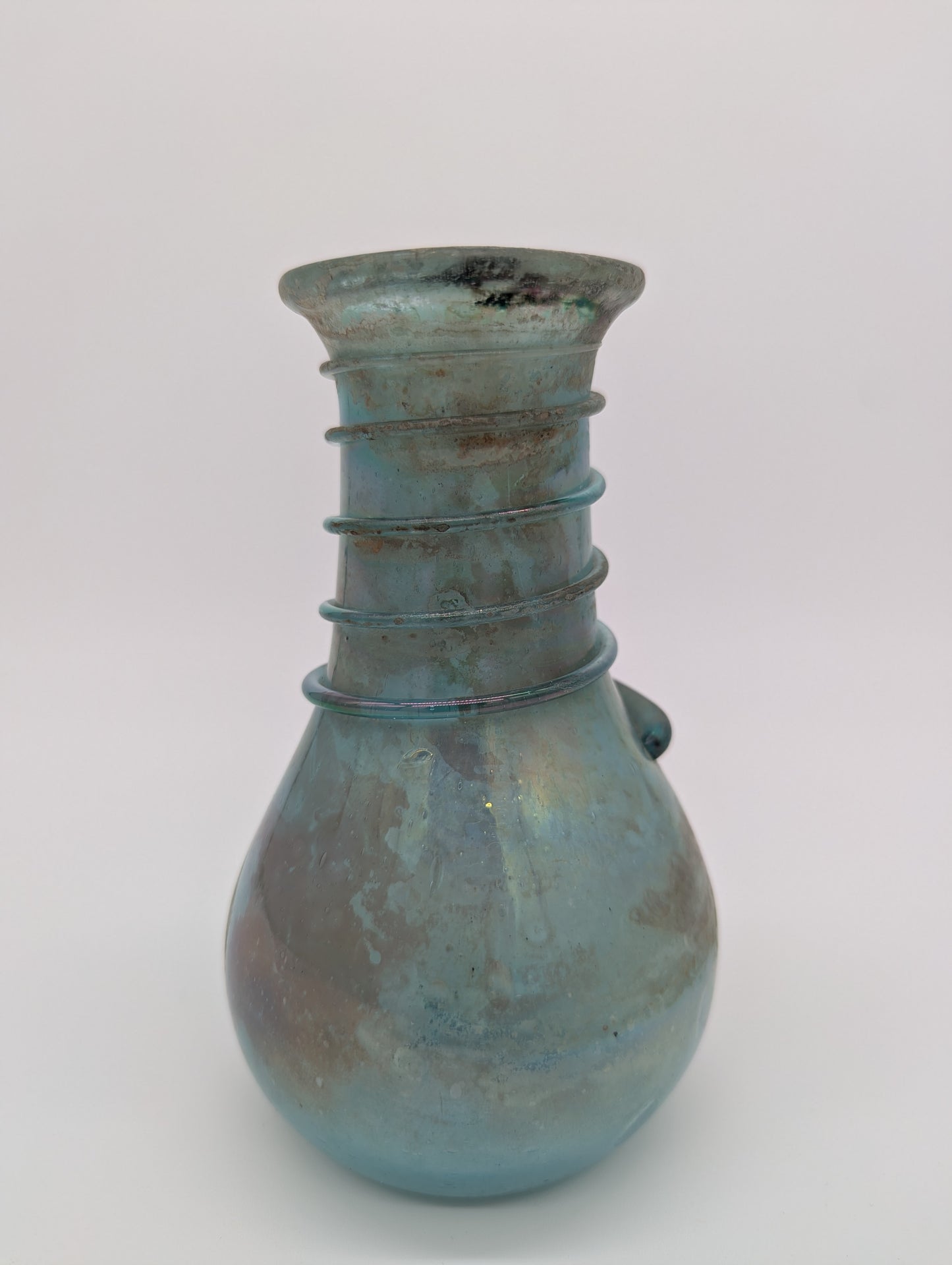 Antike Glasvase mit Ölschimmer im Römischen Stil Handarbeit Vintage Blumenvase