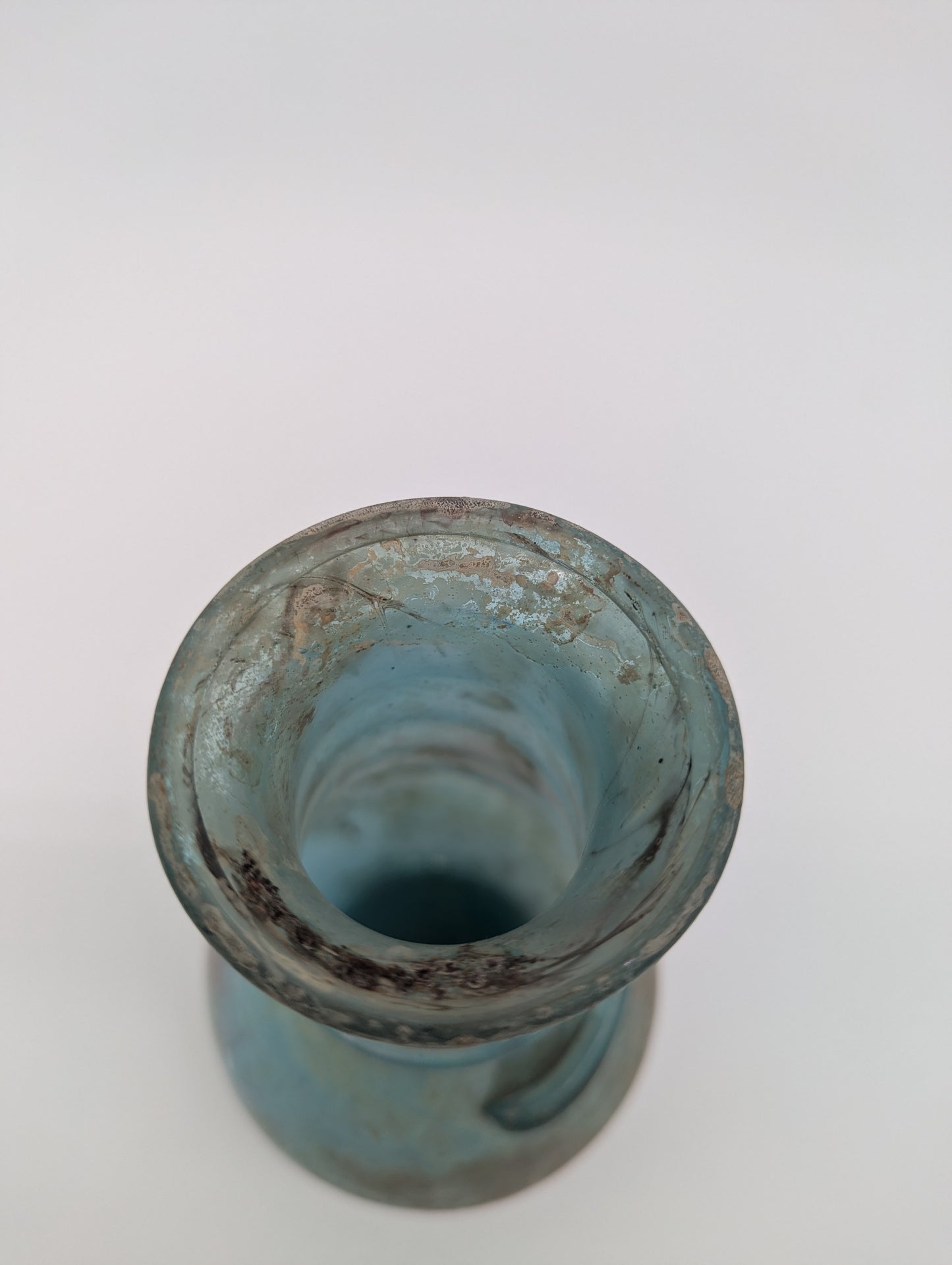 Antike Glasvase mit Ölschimmer im Römischen Stil Handarbeit Vintage Blumenvase