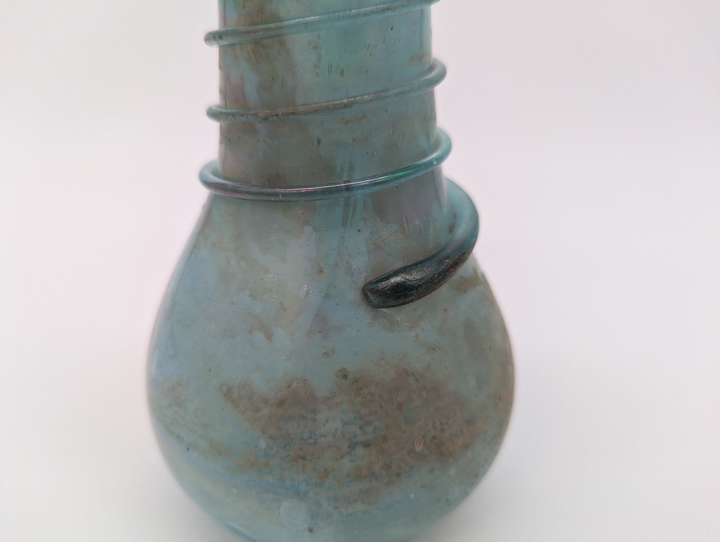 Antike Glasvase mit Ölschimmer im Römischen Stil Handarbeit Vintage Blumenvase