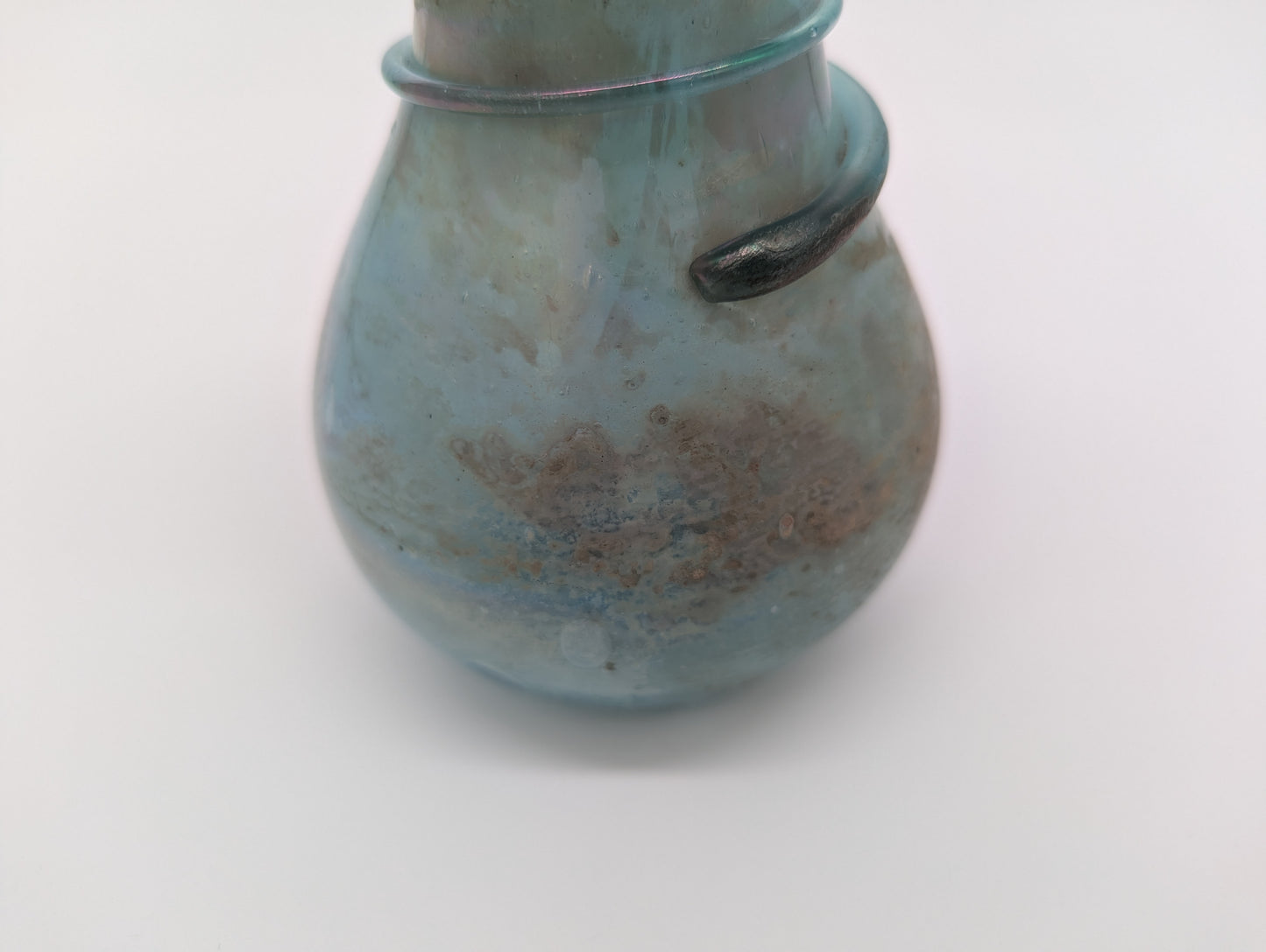 Antike Glasvase mit Ölschimmer im Römischen Stil Handarbeit Vintage Blumenvase