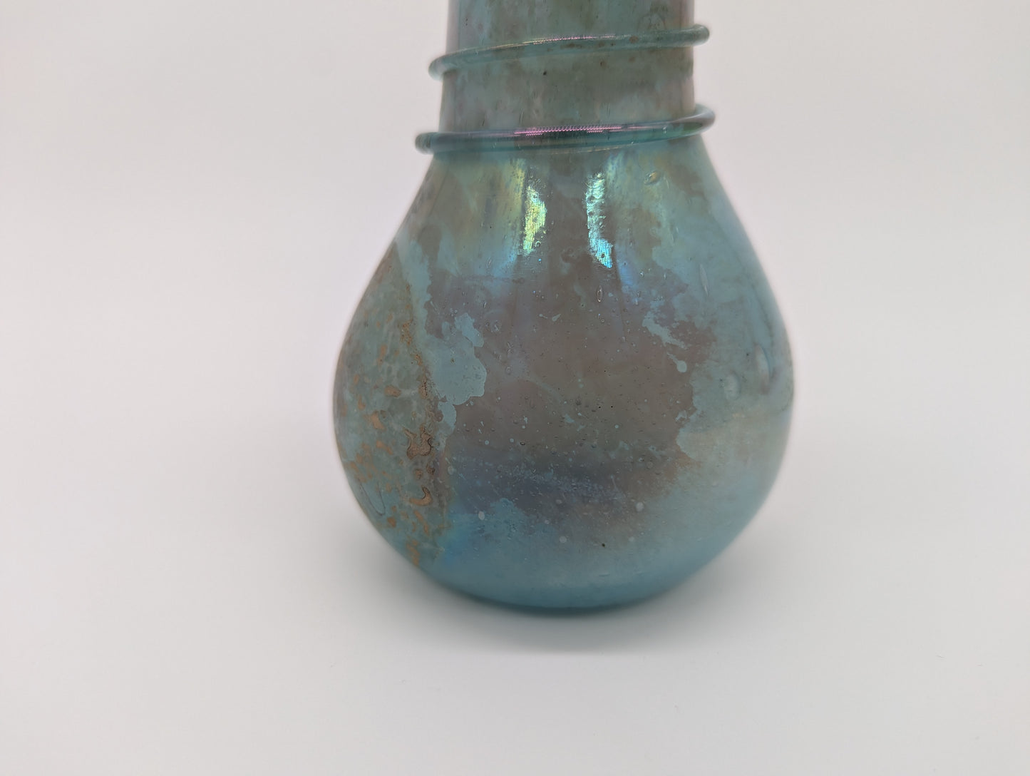 Antike Glasvase mit Ölschimmer im Römischen Stil Handarbeit Vintage Blumenvase