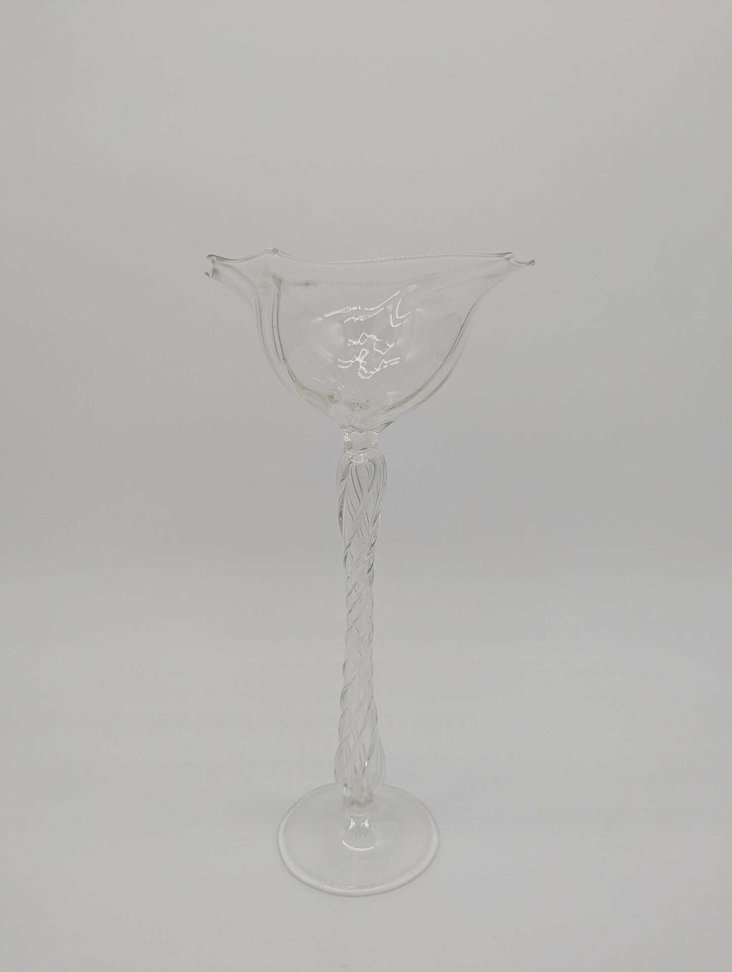 Signiertes Weinglas Kristallglas Twist Stem Designglas Vintage Studioglas