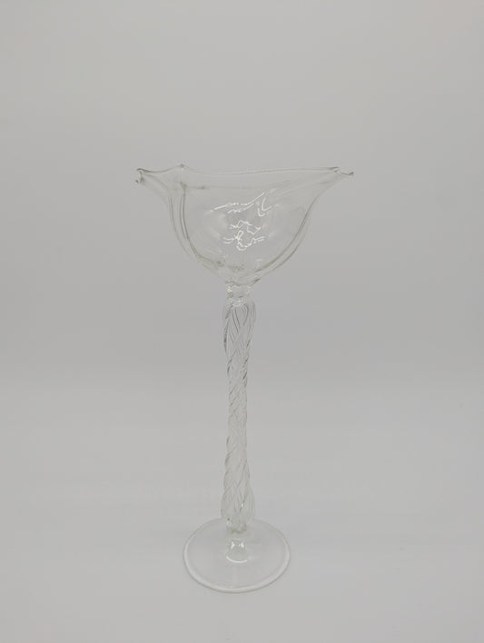 Signiertes Weinglas Kristallglas Twist Stem Designglas Vintage Studioglas