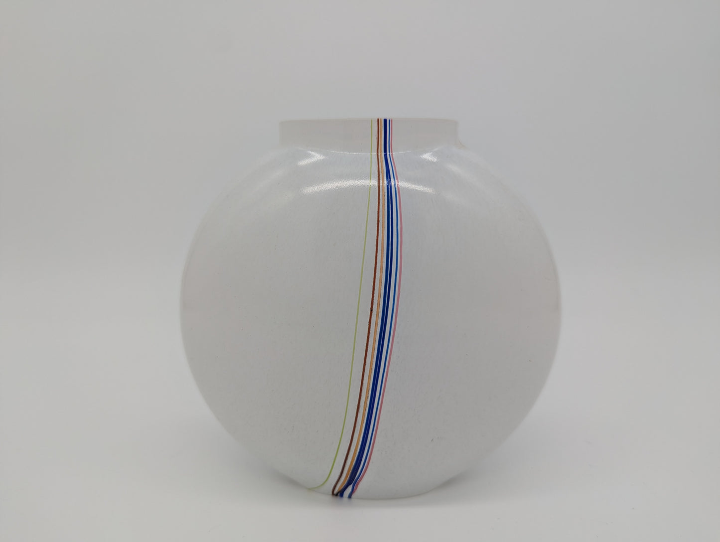 Kosta Boda Vase Glasvase signiert Studioglas Vintage mit bunten Streifen