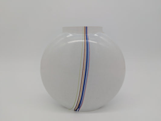 Kosta Boda Vase Glasvase signiert Studioglas Vintage mit bunten Streifen