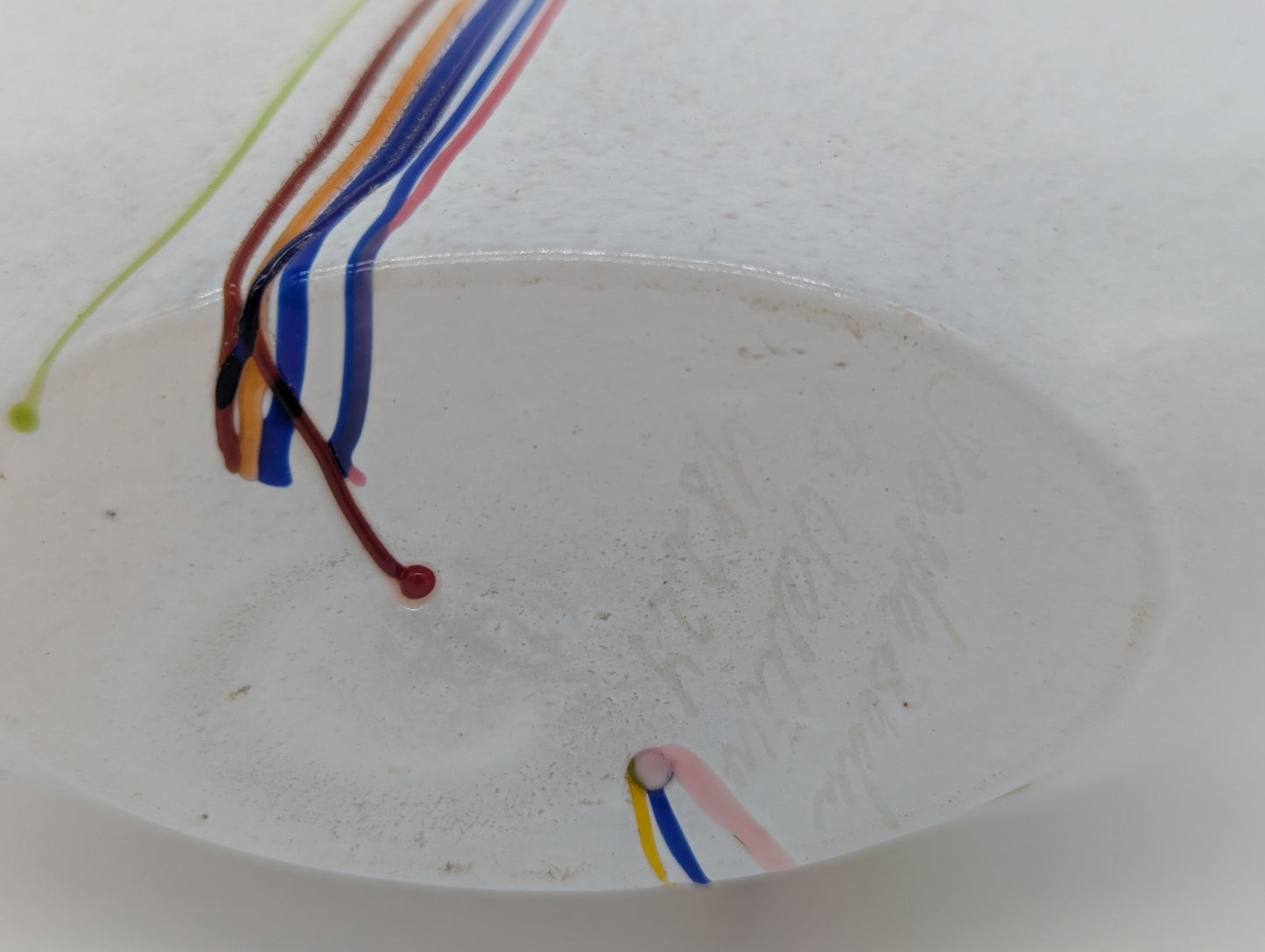 Kosta Boda Vase Glasvase signiert Studioglas Vintage mit bunten Streifen