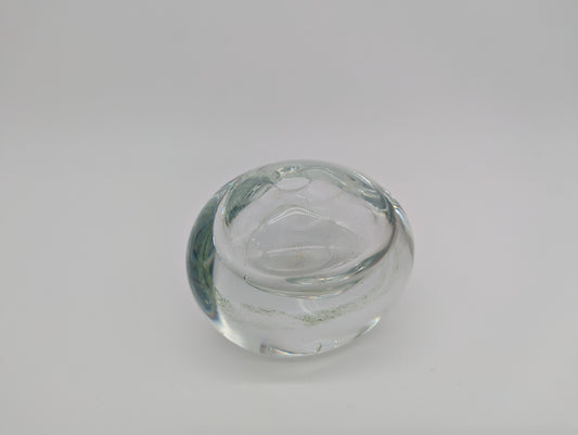 Runde Blumenvase Vase aus Glas Mundgeblasen Vintage Deko Tischdeko