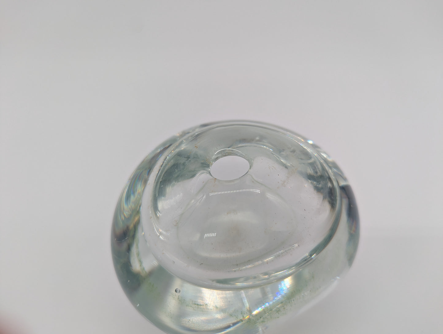 Runde Blumenvase Vase aus Glas Mundgeblasen Vintage Deko Tischdeko