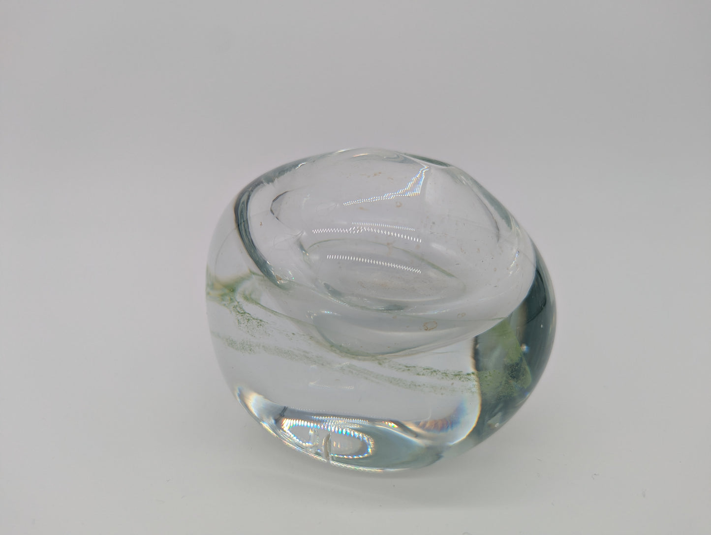 Runde Blumenvase Vase aus Glas Mundgeblasen Vintage Deko Tischdeko