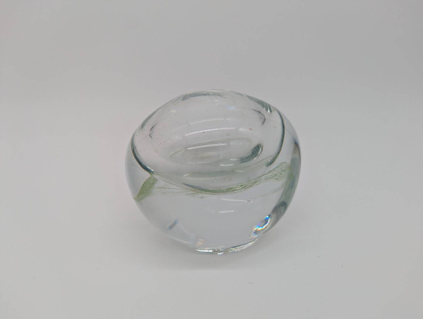 Runde Blumenvase Vase aus Glas Mundgeblasen Vintage Deko Tischdeko