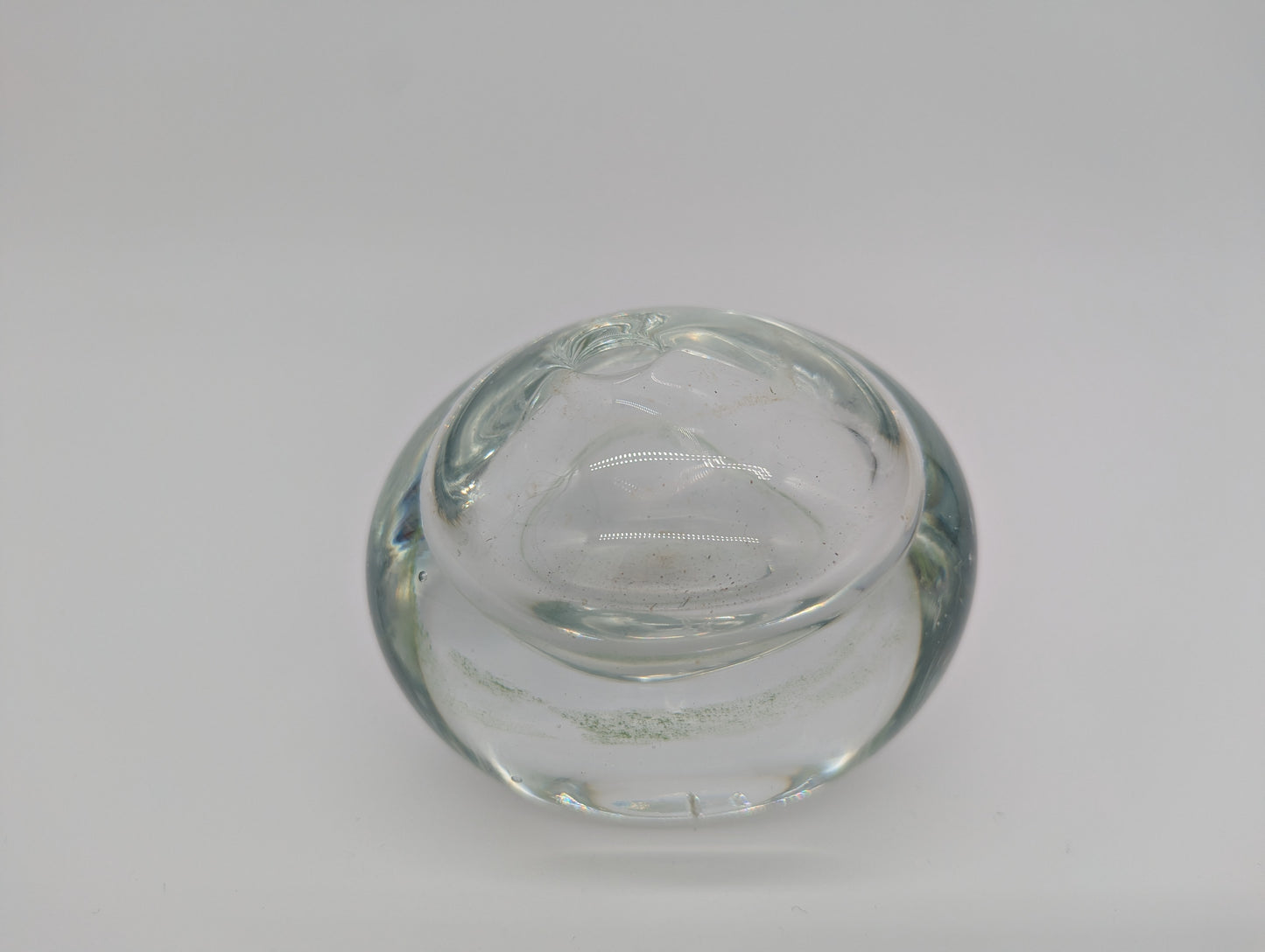 Runde Blumenvase Vase aus Glas Mundgeblasen Vintage Deko Tischdeko