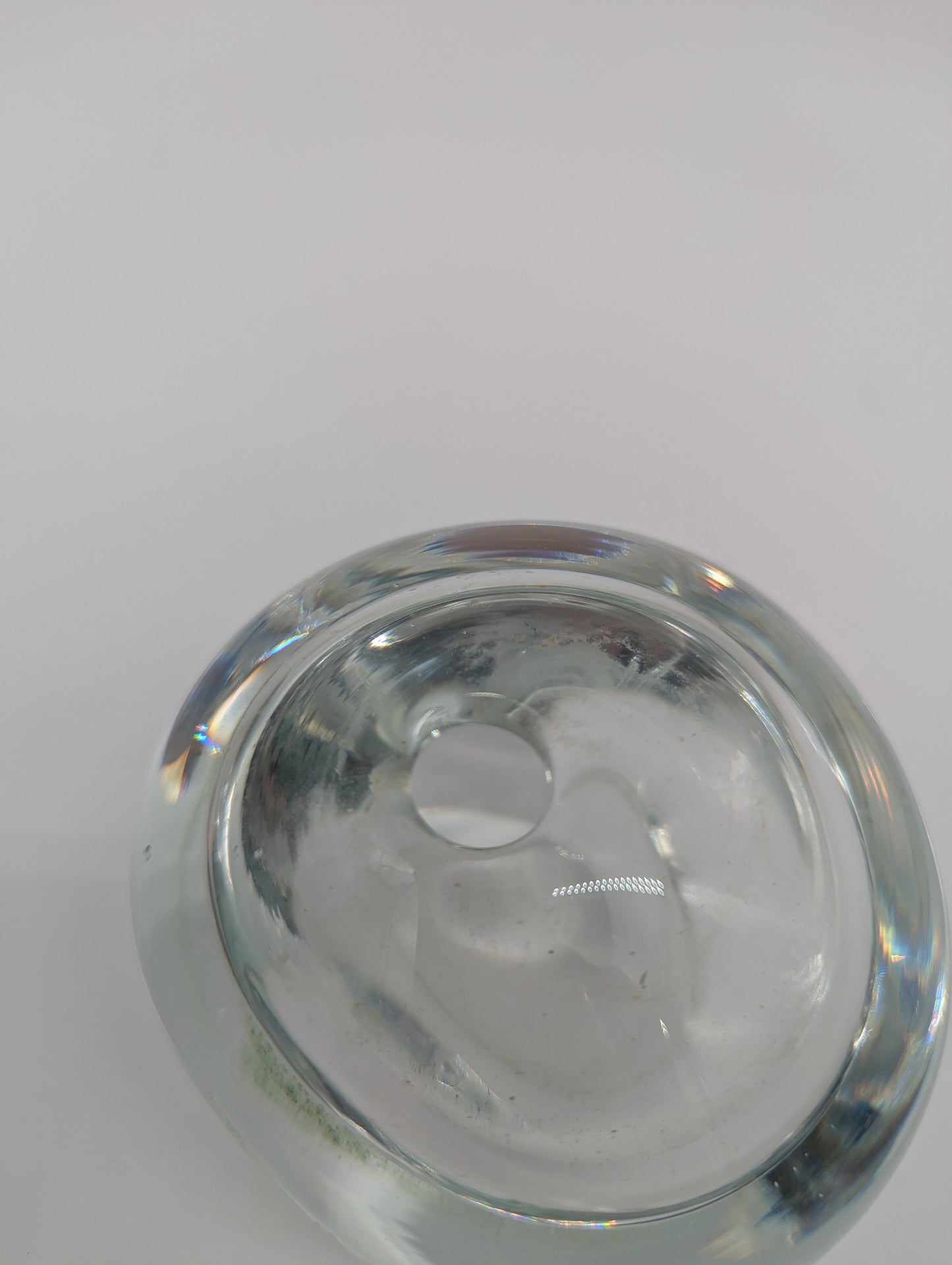 Runde Blumenvase Vase aus Glas Mundgeblasen Vintage Deko Tischdeko