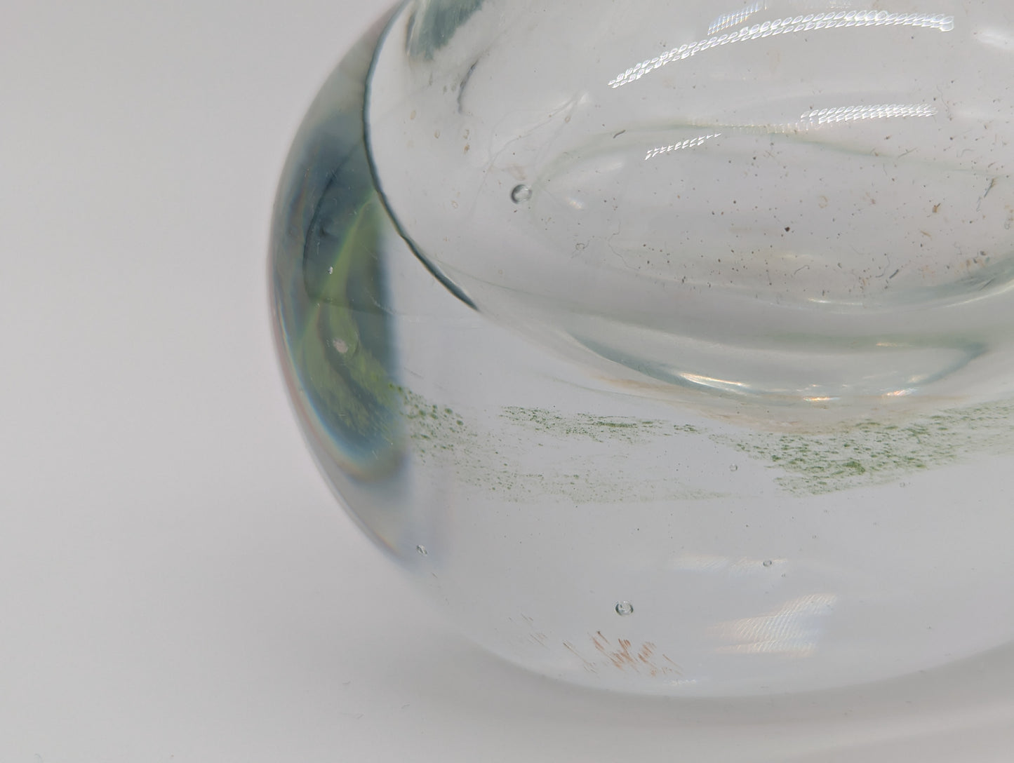 Runde Blumenvase Vase aus Glas Mundgeblasen Vintage Deko Tischdeko