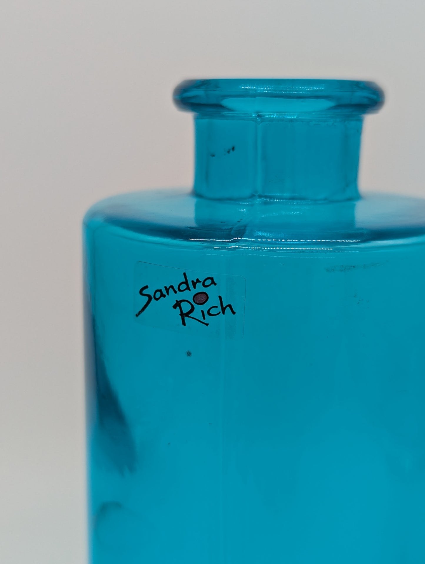 Glas Karaffe Vase Blumenvase von Sandra Rich aus blauem Glas Vintage Deko